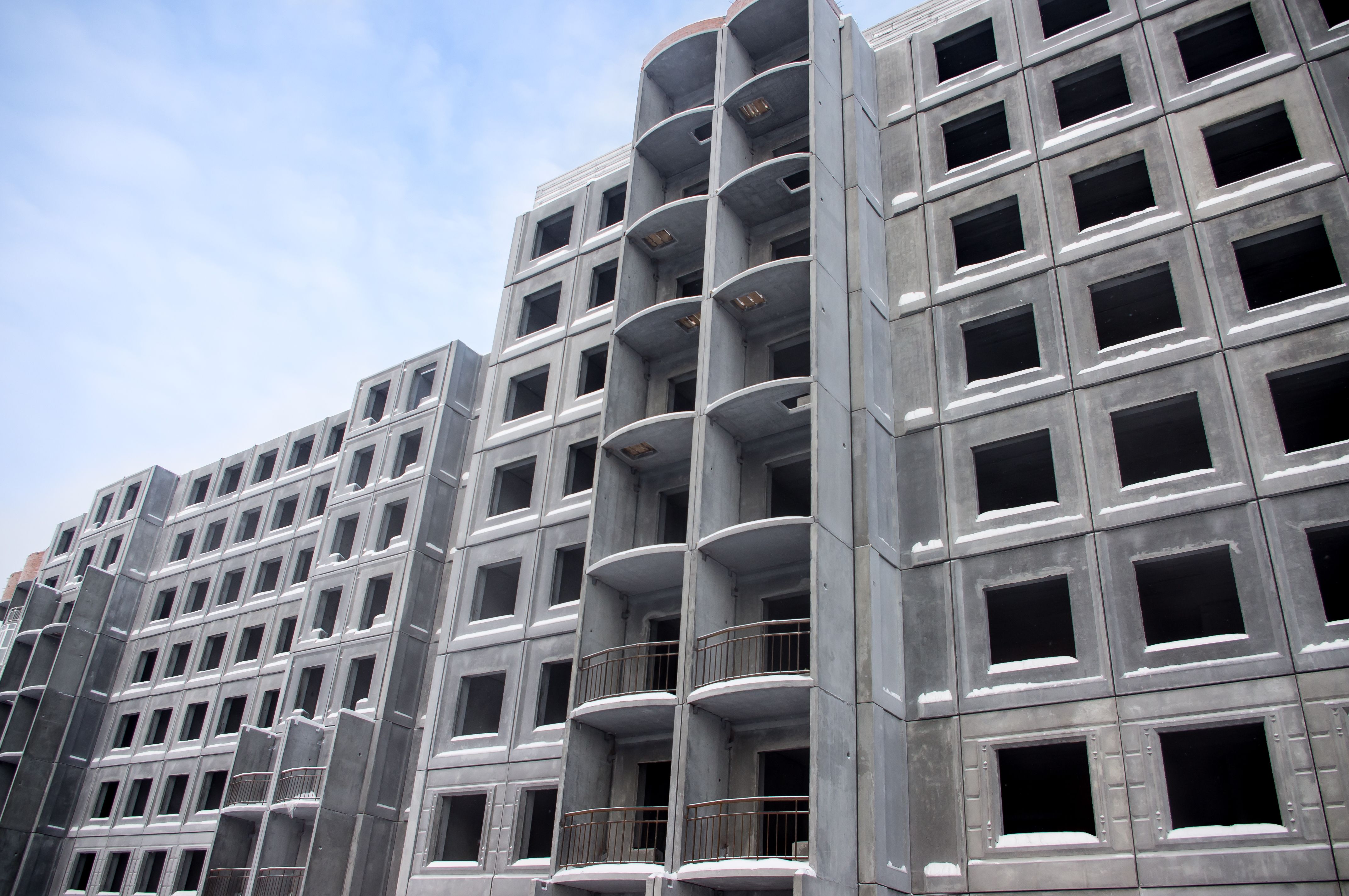 Concrete structure hotel balconies and windows unfinished Concrete structure hotel balconies and windows unfinished