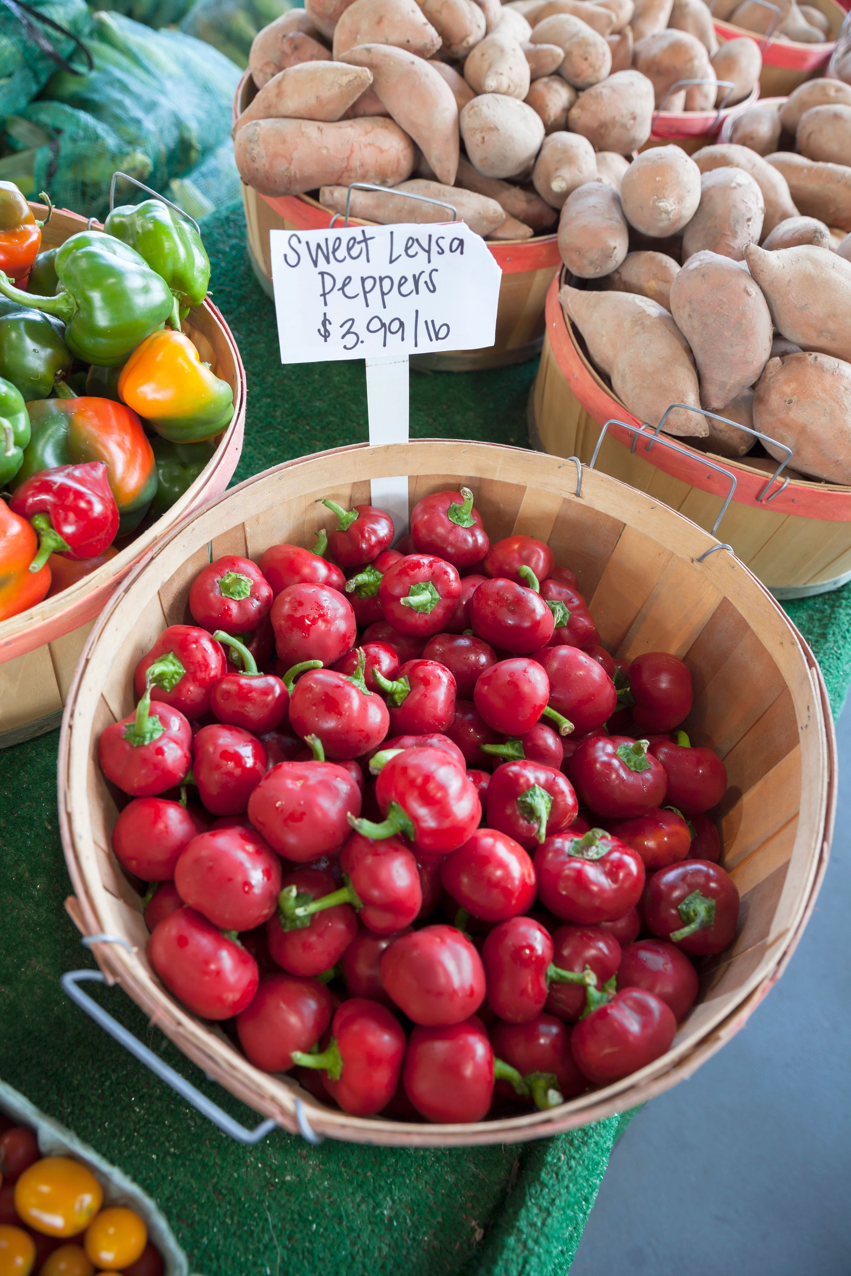 Sweet leysa peppers at a farmer's market Sweet leysa peppers at a farmer's market