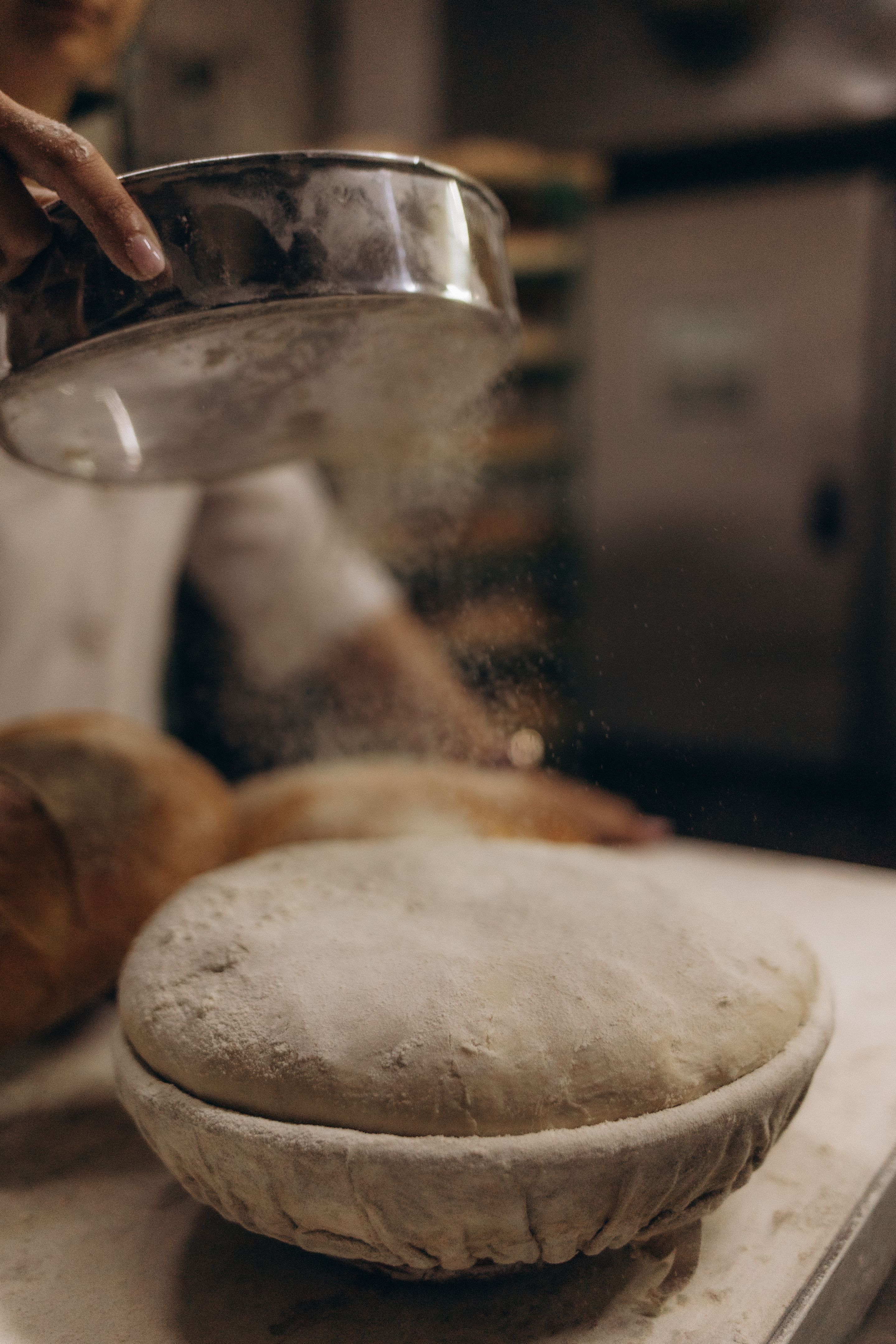 raw bread in baking moulds at the bakery raw bread in baking moulds at the bakery