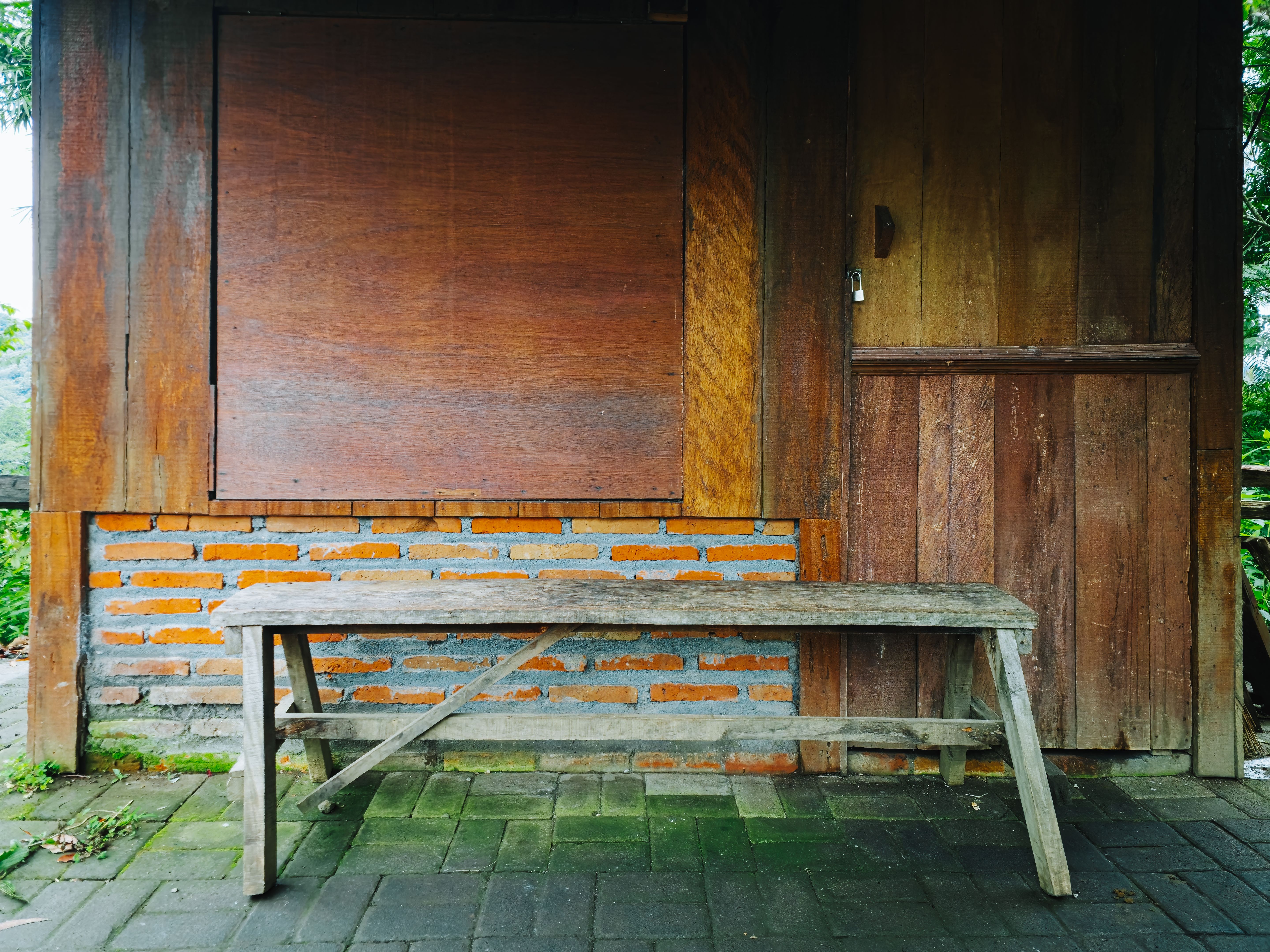 rustic wooden bench