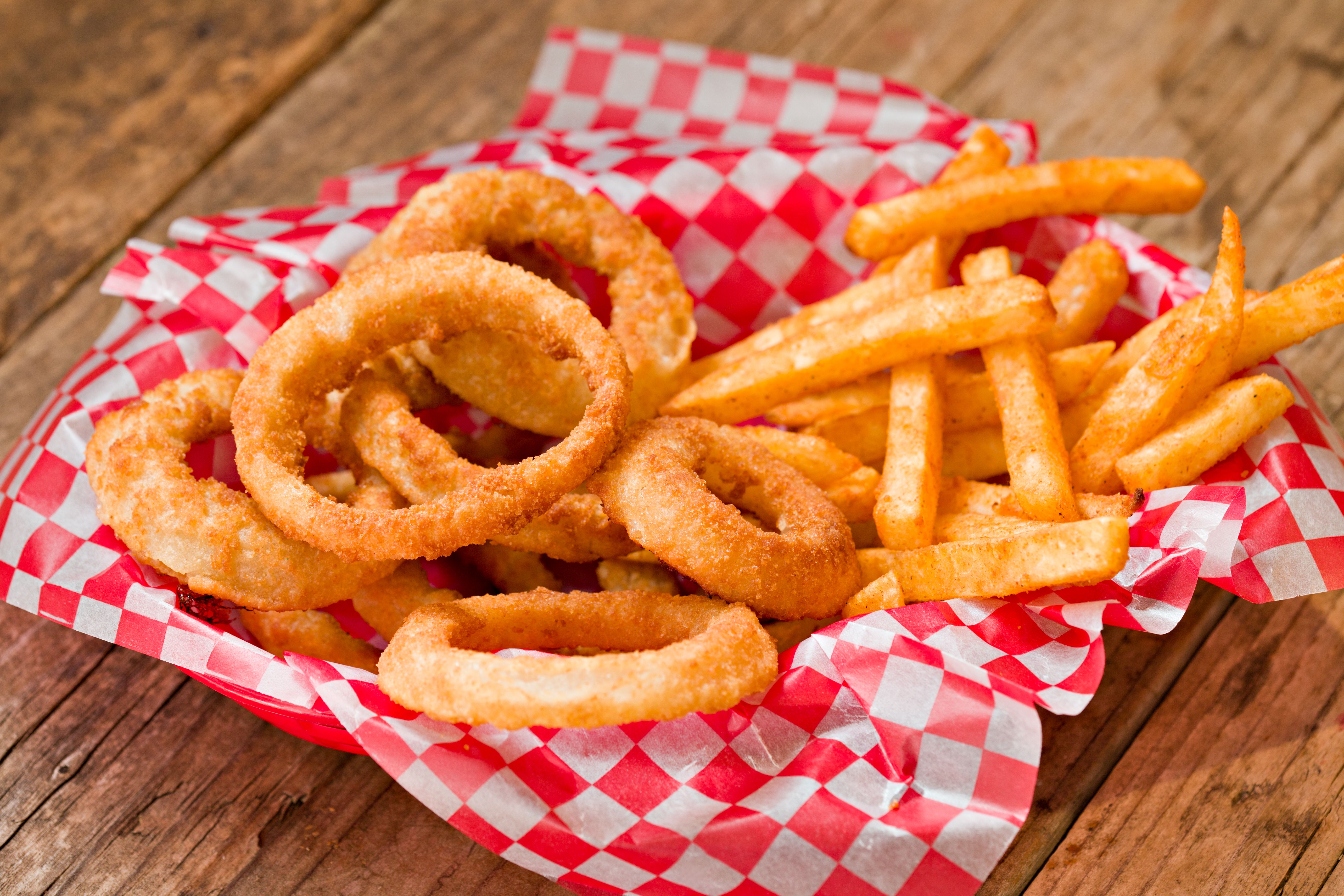 fries and onion rings