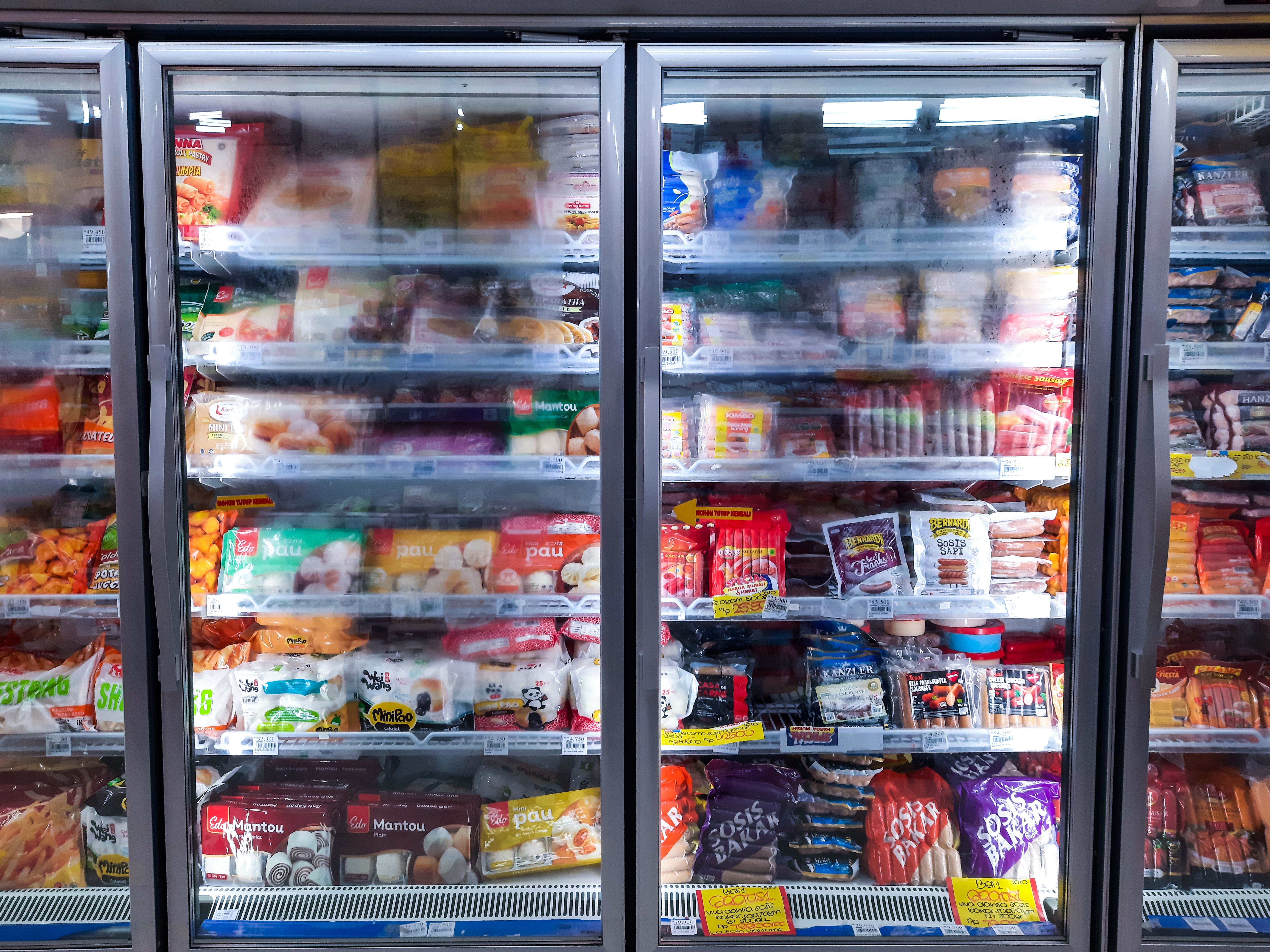 Food in Fridge in a Supermarket Food in Fridge in a Supermarket