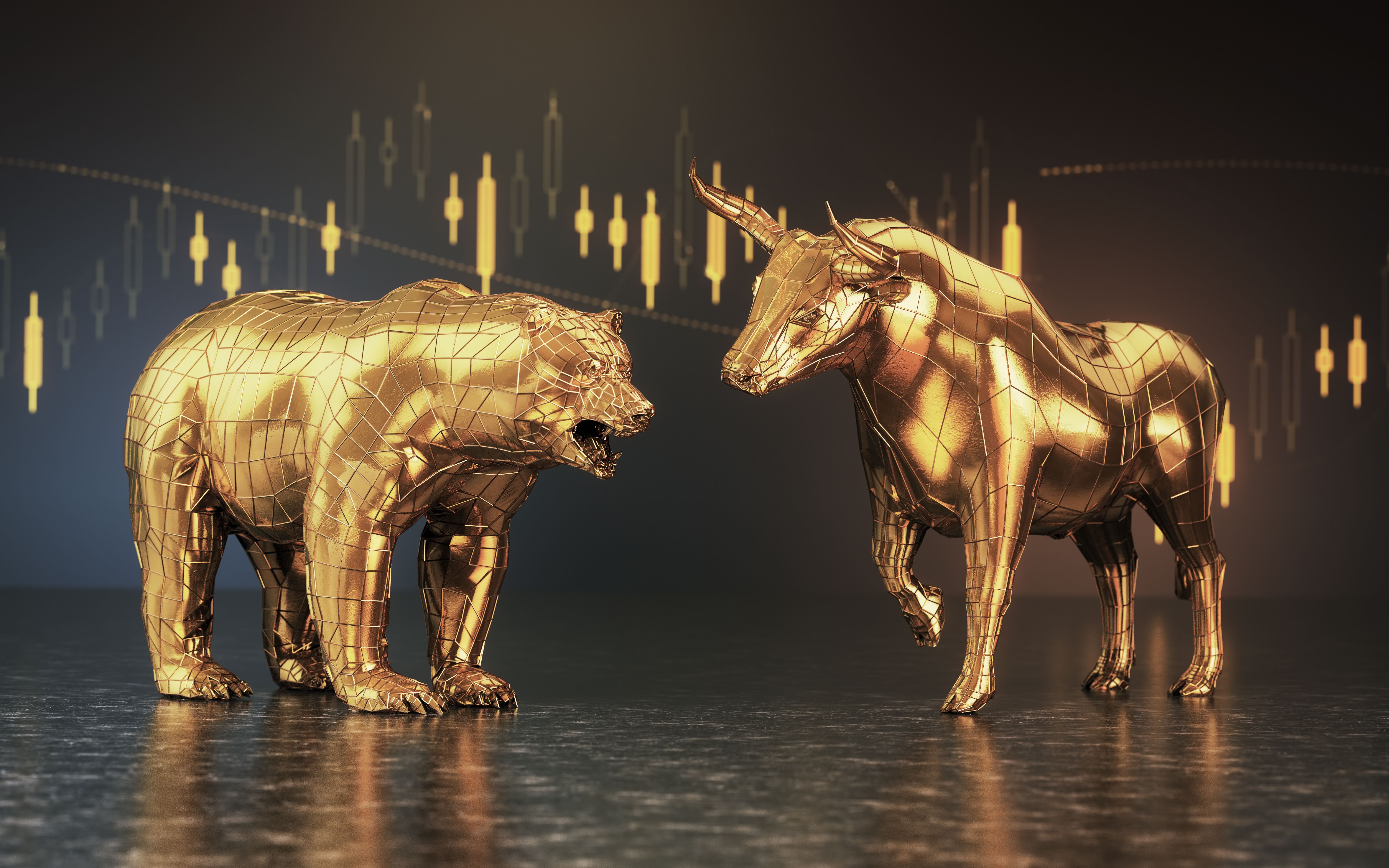 Bull & Bear Market Concept on Financial Chart