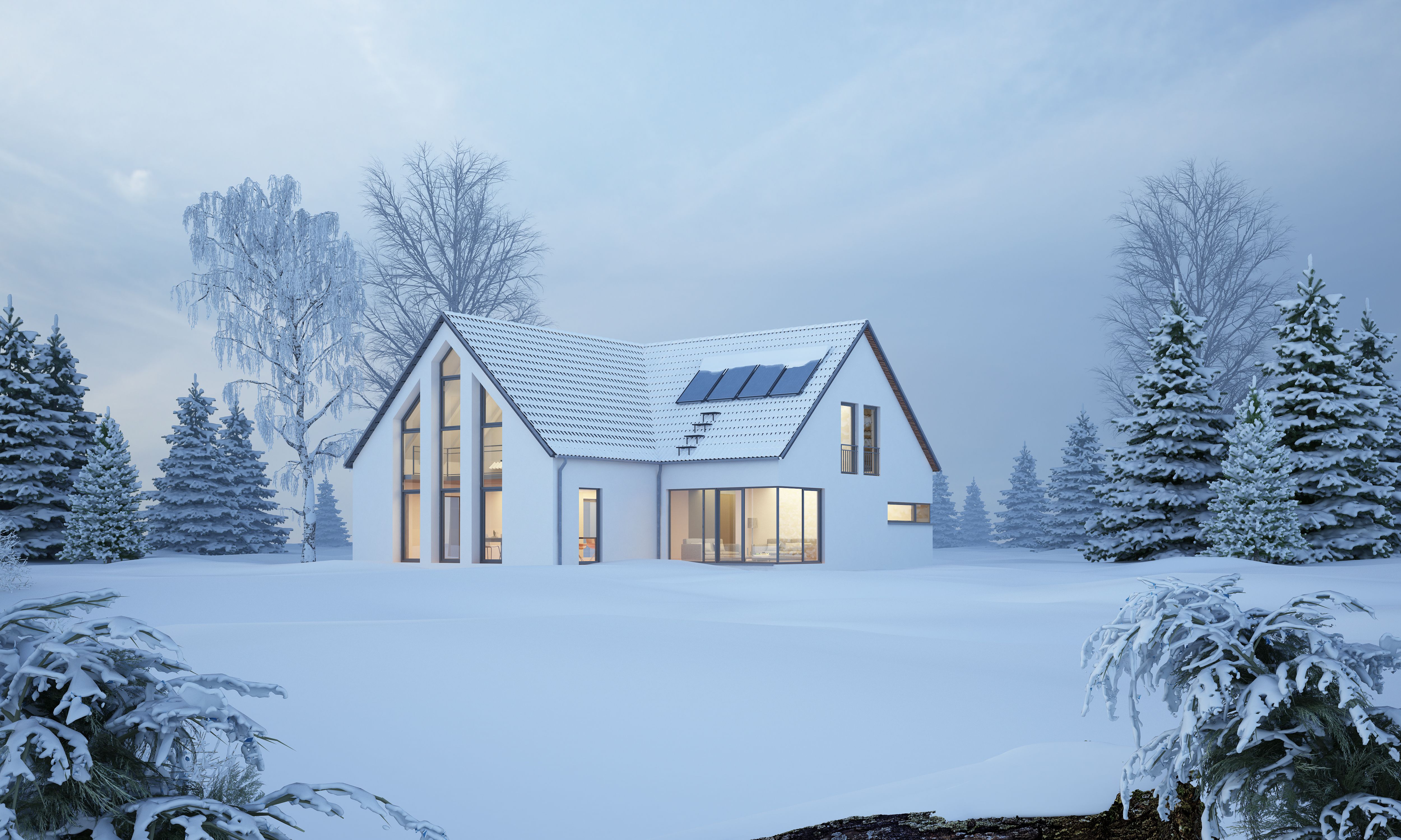snow solar panels