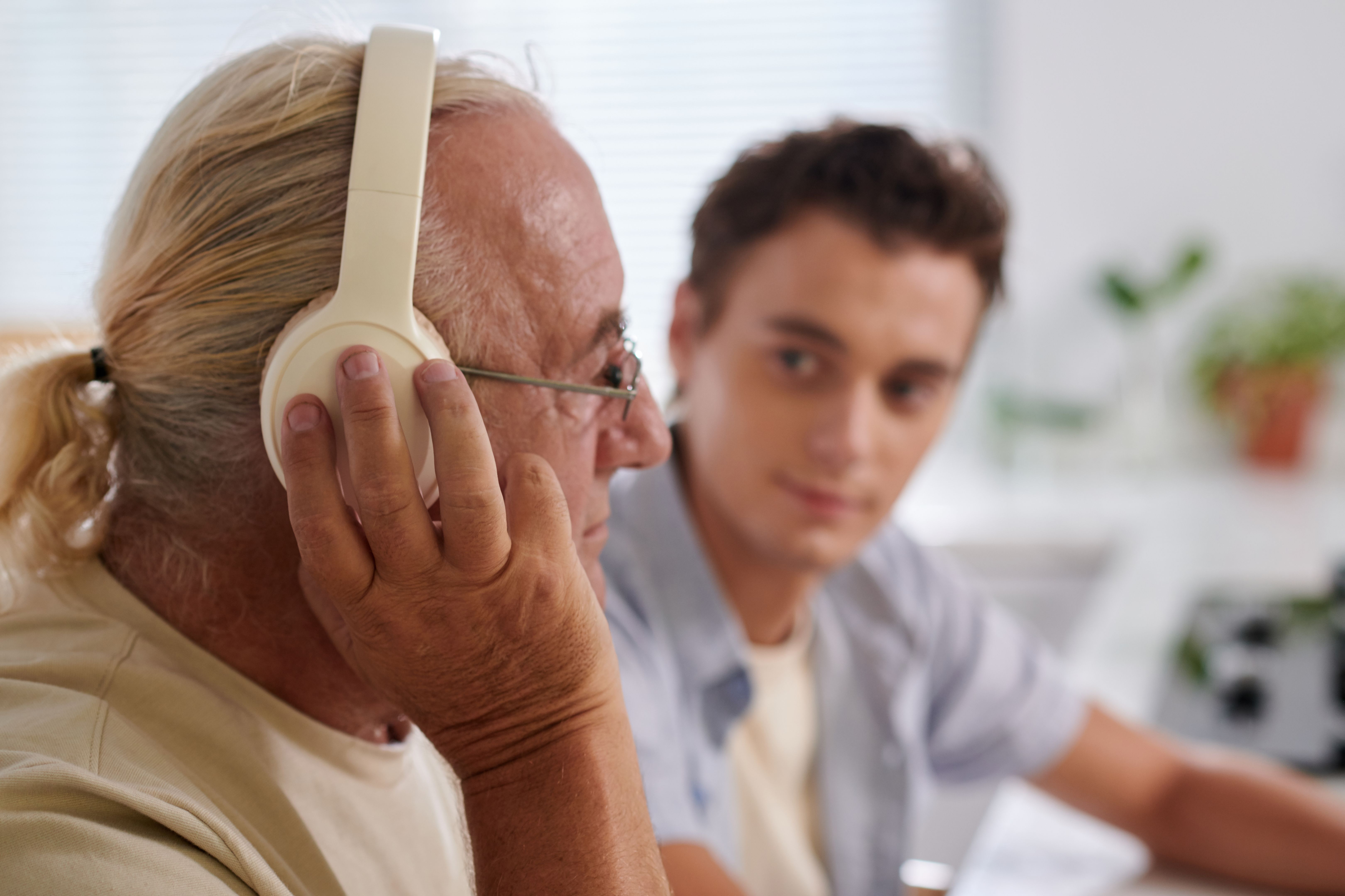 Senior Man Listening to Music