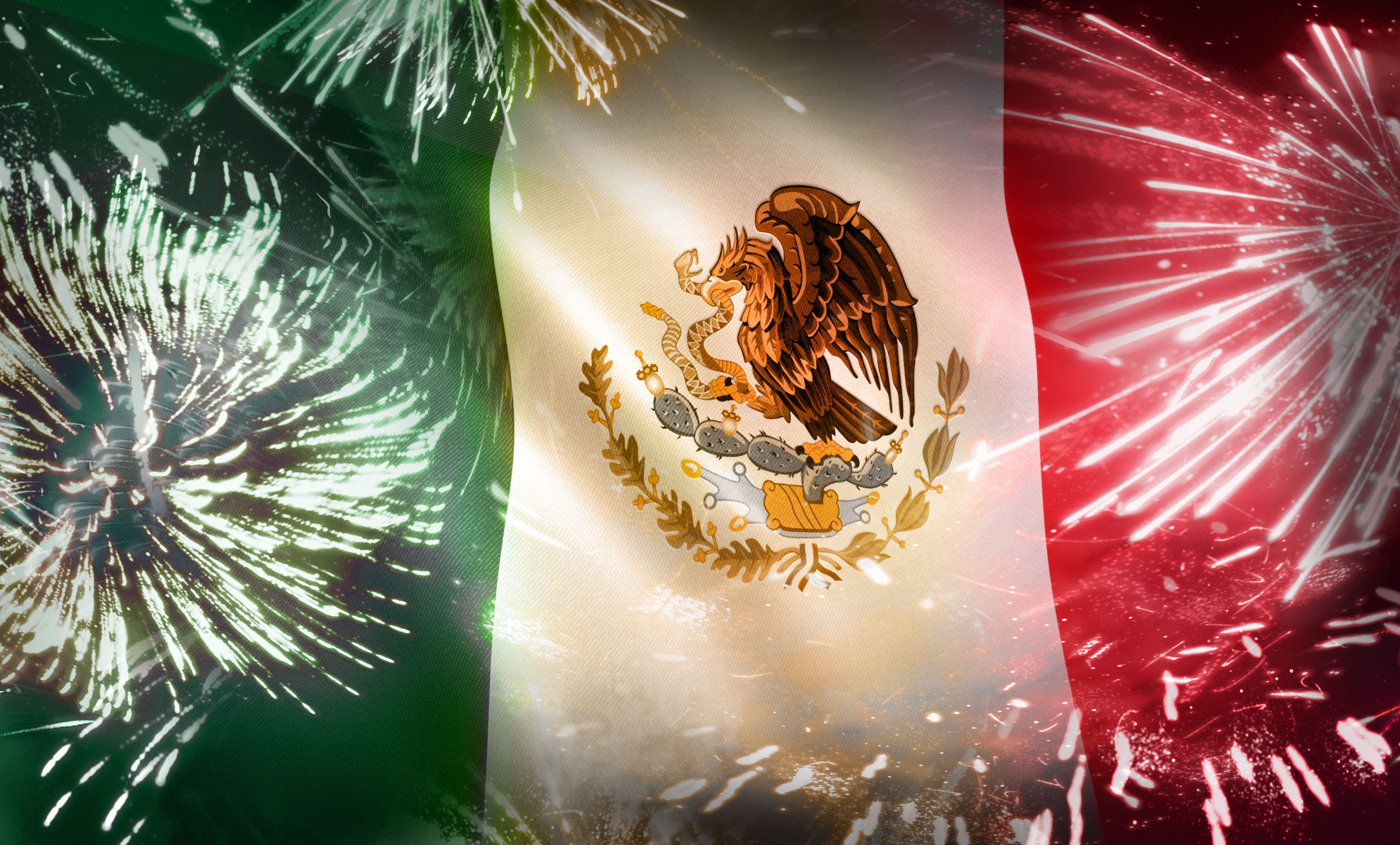 Drapeau mexicain vacances feux d’artifice affichage Drapeau mexicain vacances feux d’artifice affichage