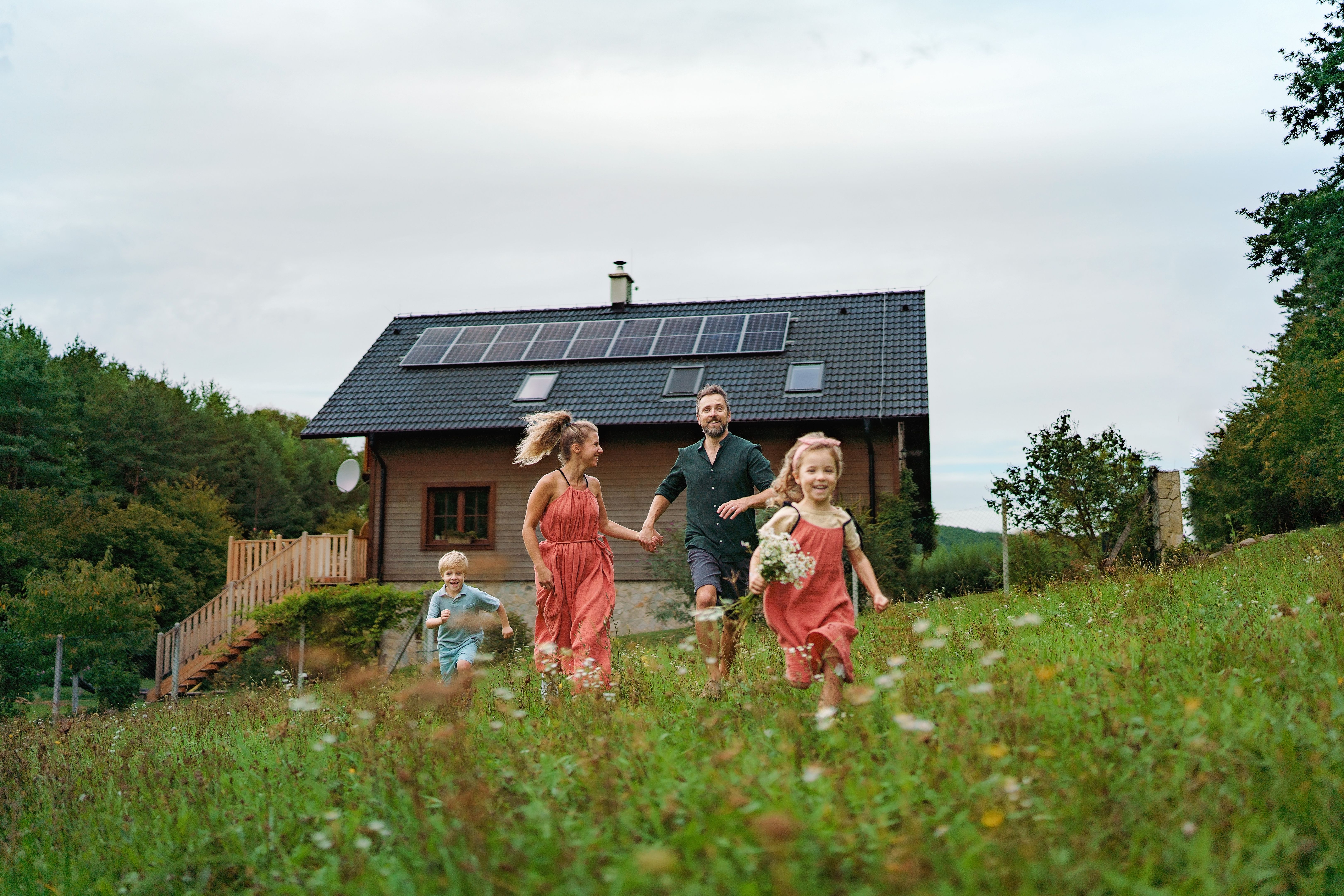 family enjoying solar benefits
