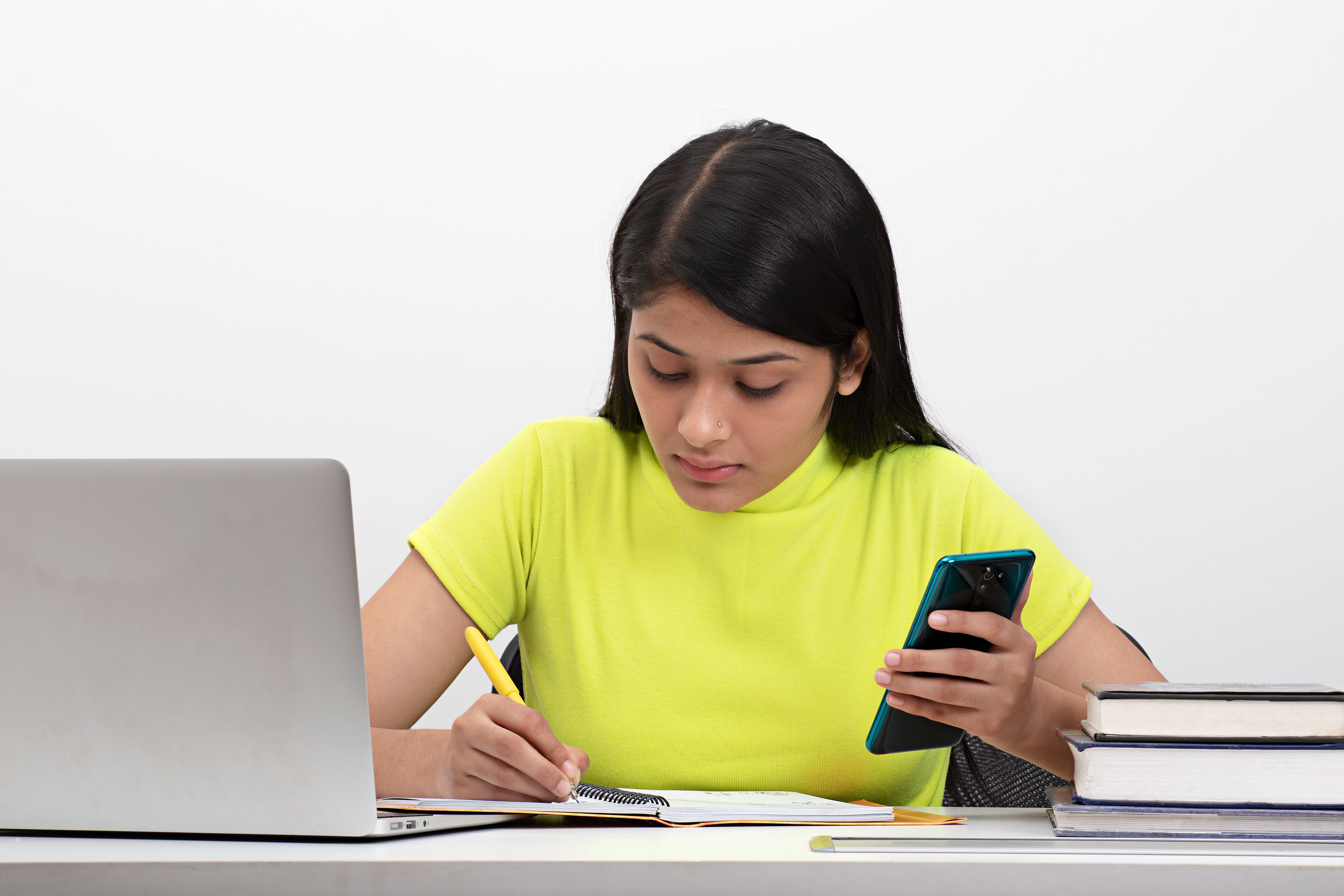 student studying online