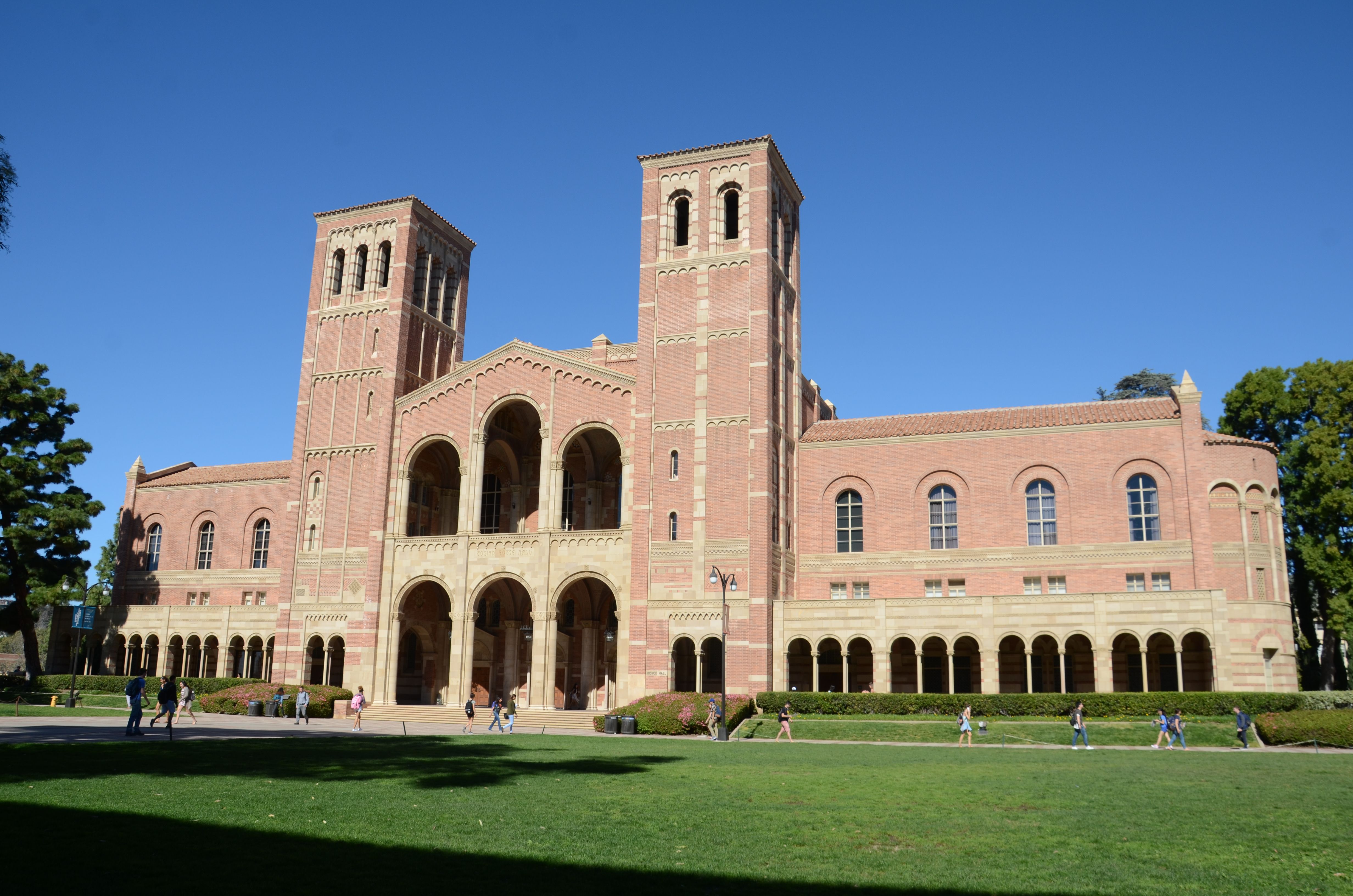 Low Angle View Of Historical Building Against Blue Sky In Ucla