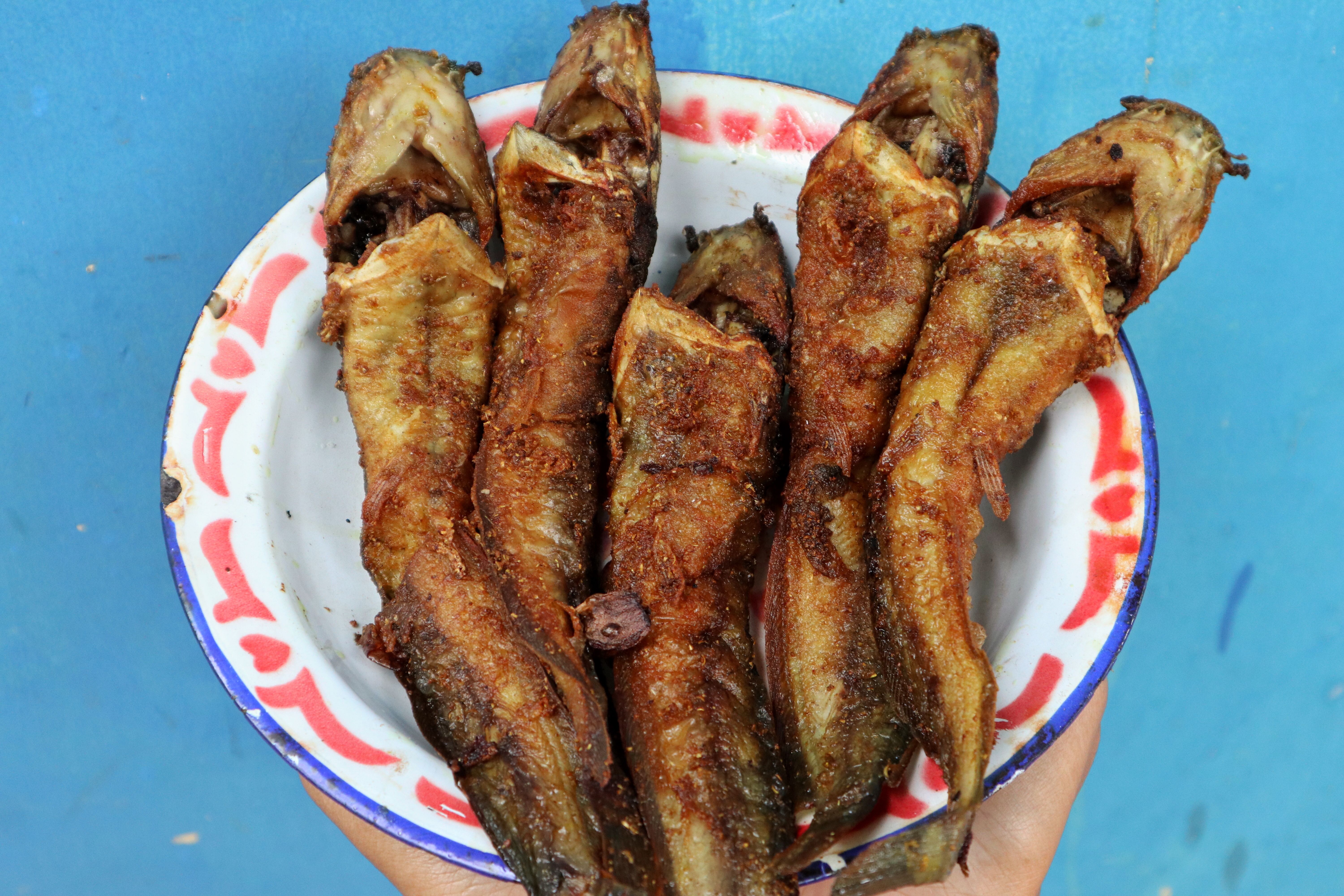 Fried catfish is the main menu of Indonesian food.  Served with traditional chili sauce. Savory taste
