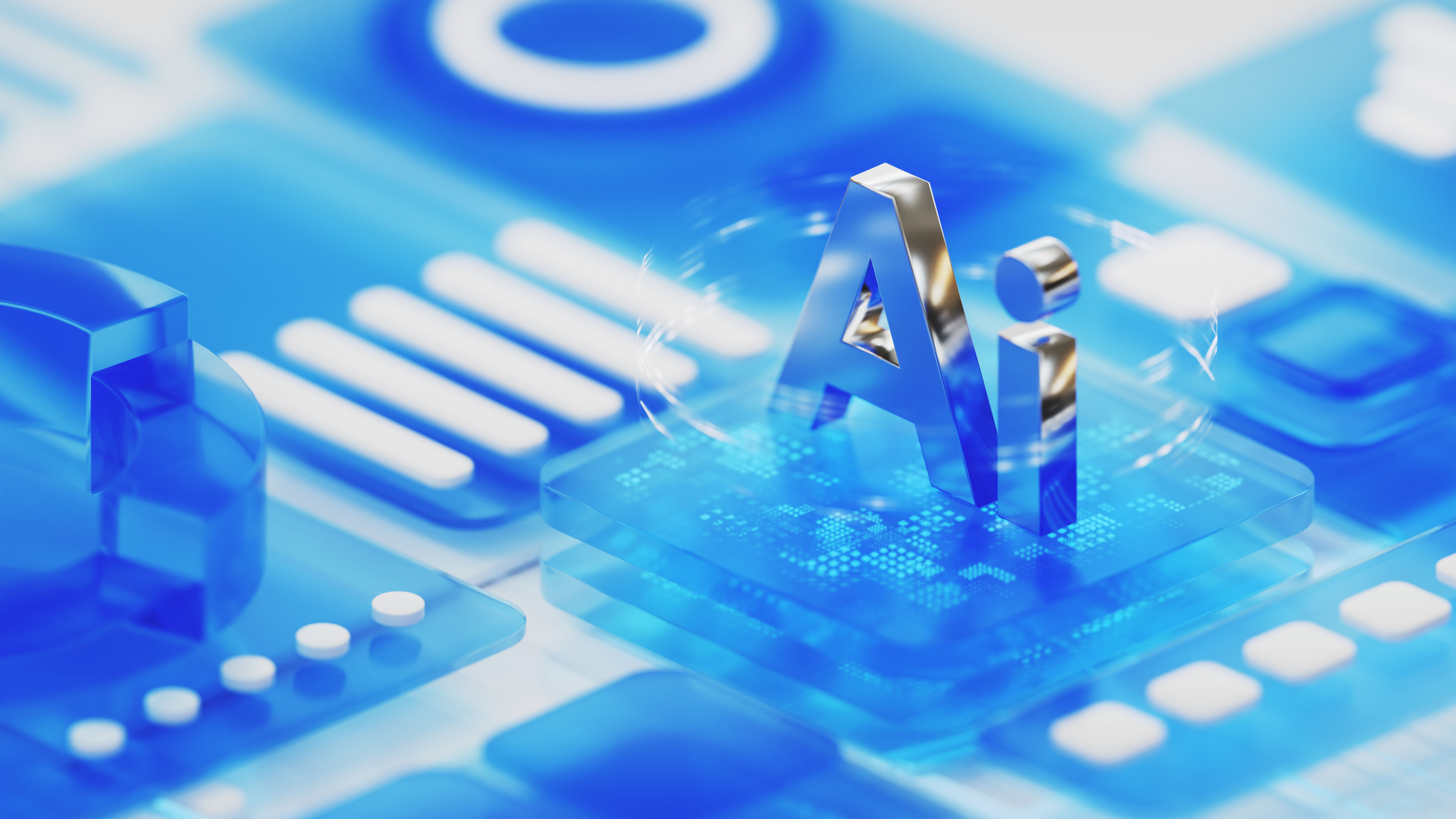 AI unit symbol. Power quantum Ai component on abstract chip, circuit board made with an abstract soft transparent shapes in style of data charts AI unit symbol. Power quantum Ai component on abstract chip, circuit board made with an abstract soft transparent shapes in style of data charts
