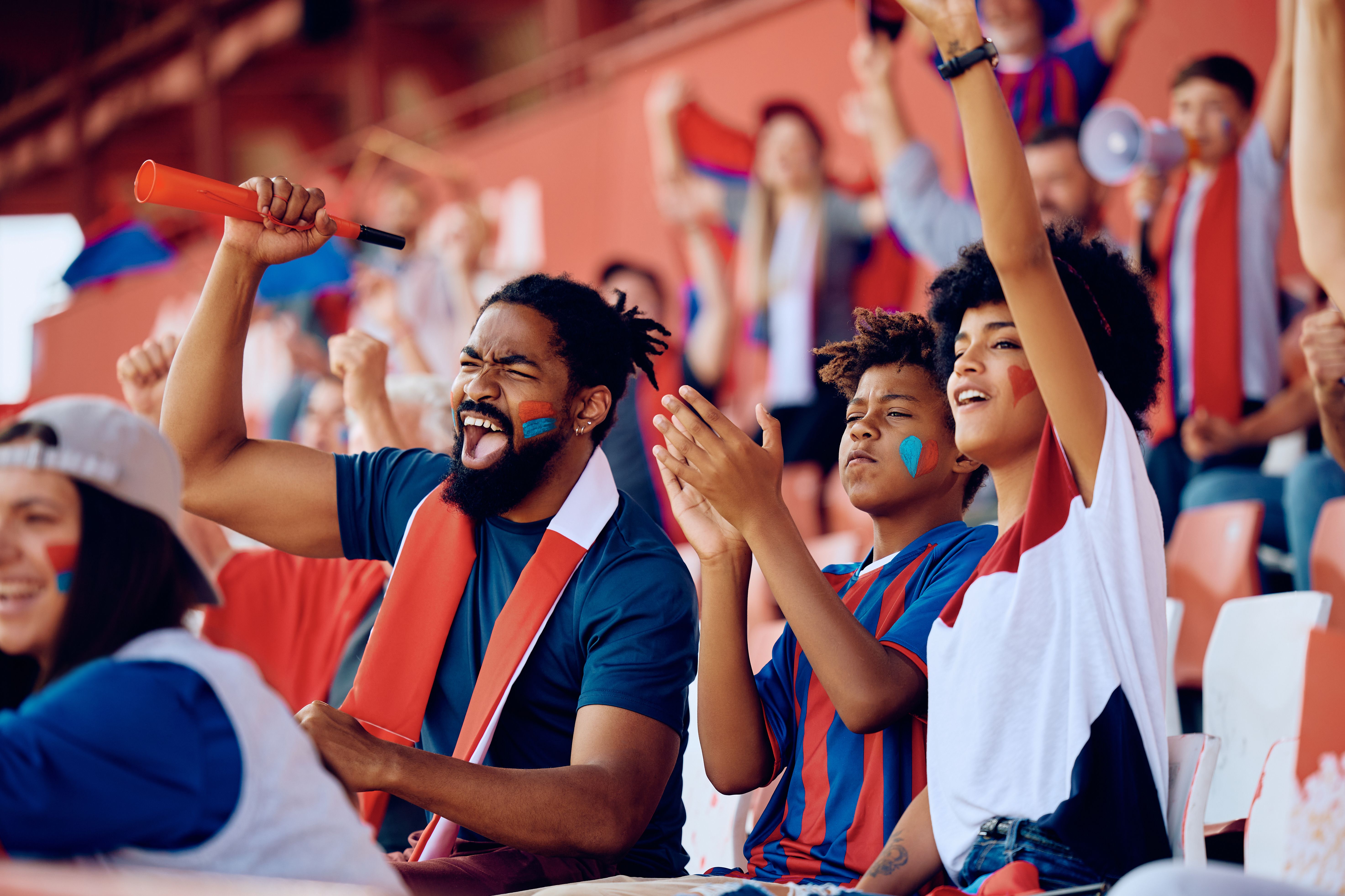 soccer fans cheering