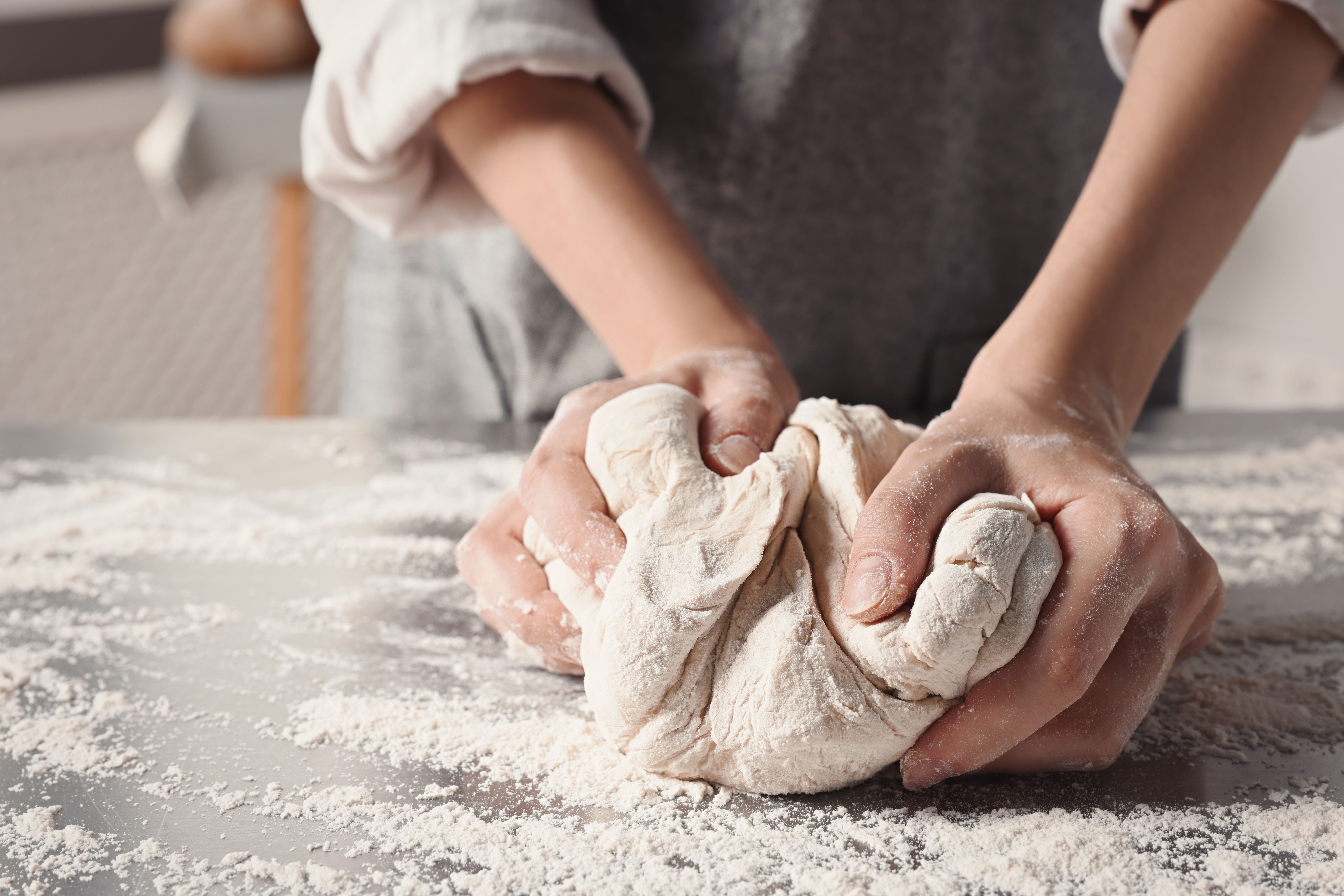 kneading pasta dough