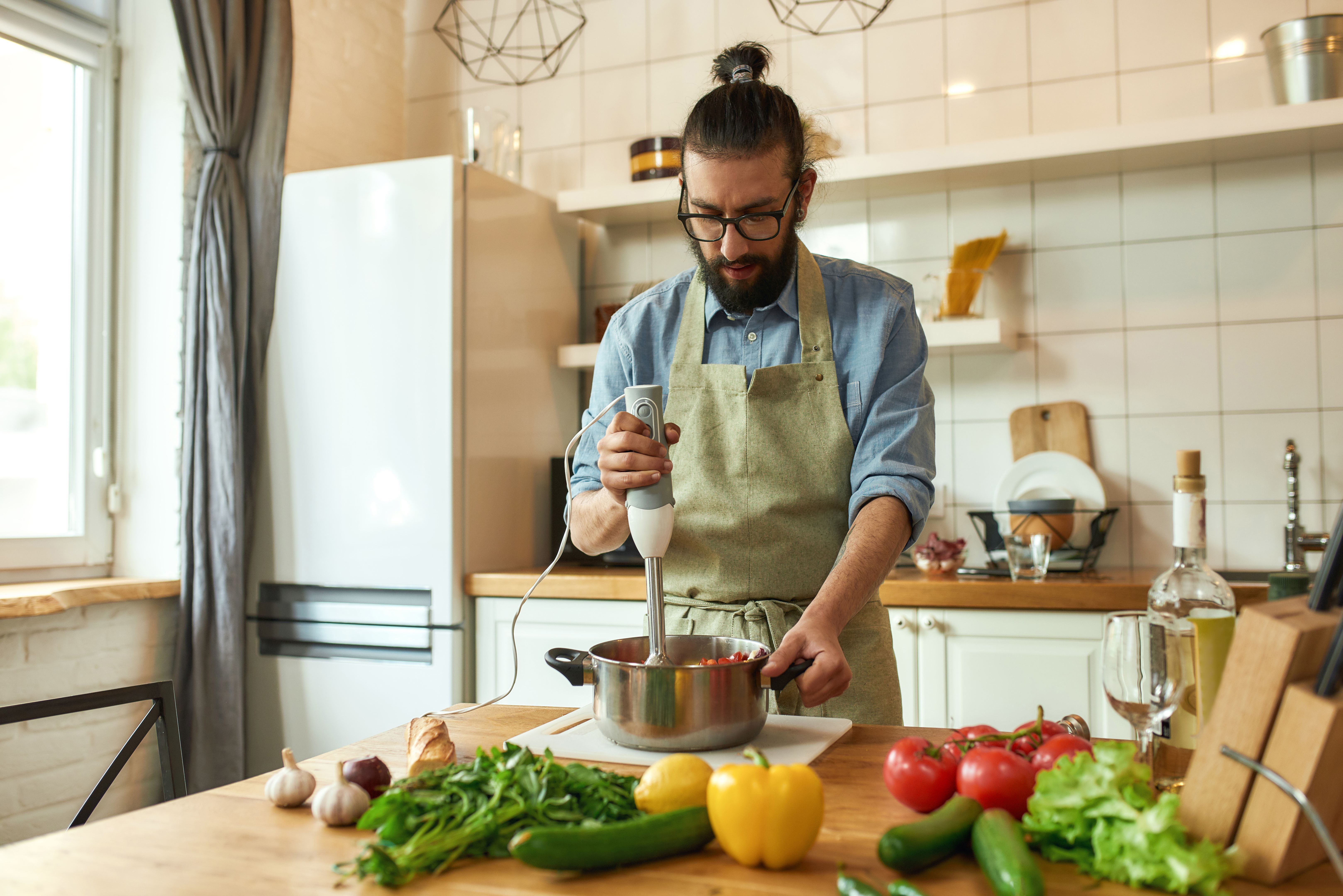 home chef using appliance