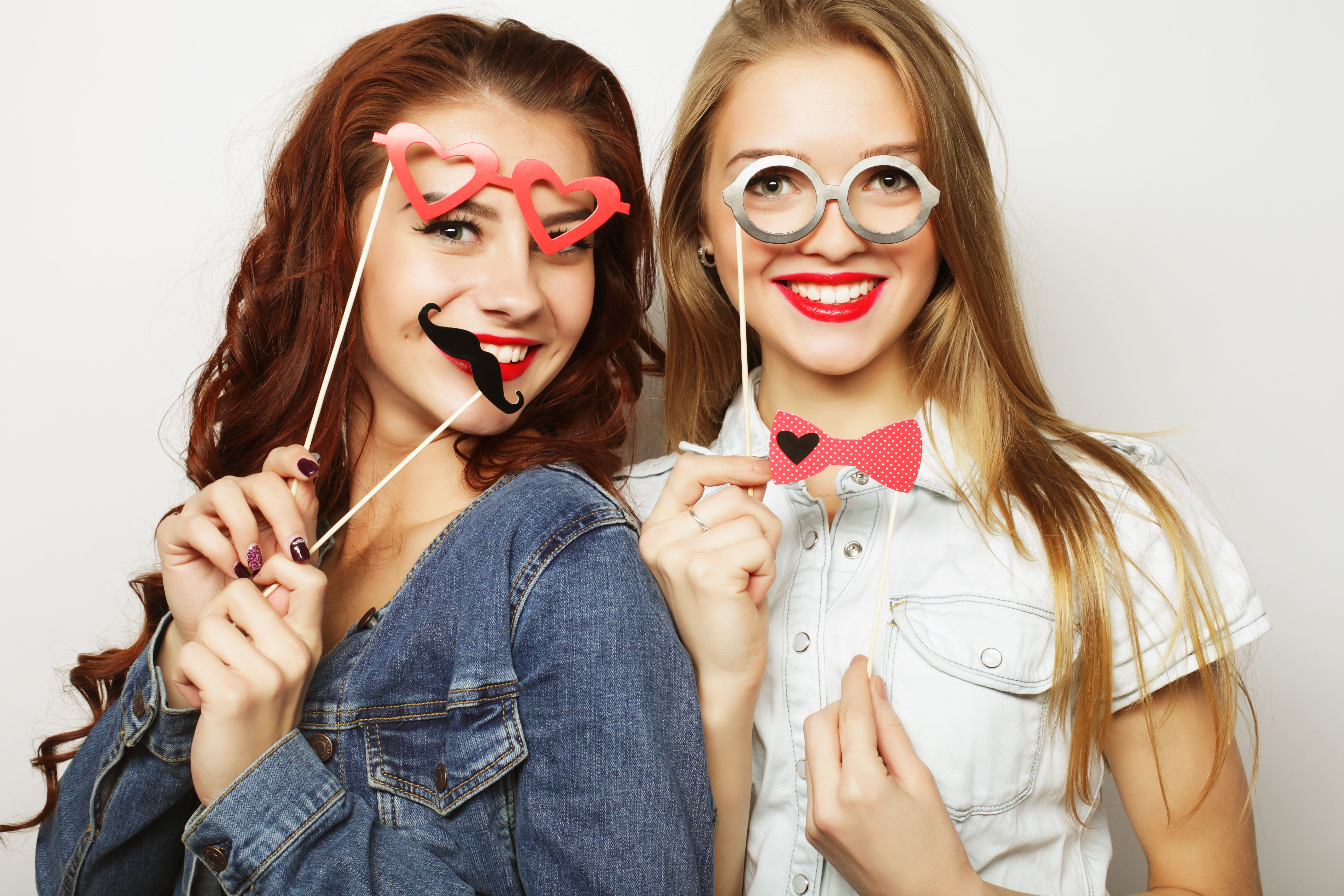 two stylish sexy hipster girls best friends ready for party