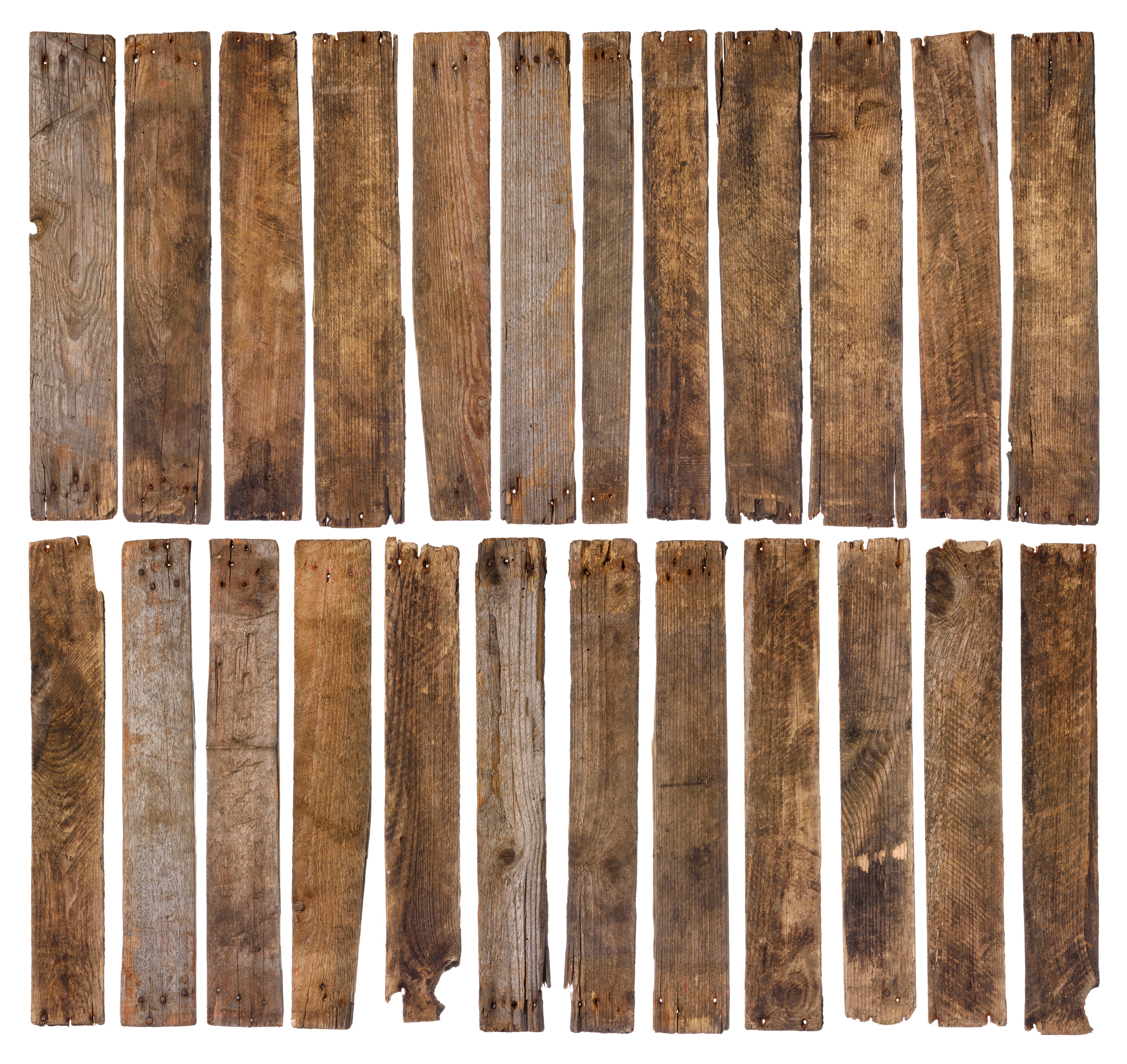 Old wooden planks isolated on white background