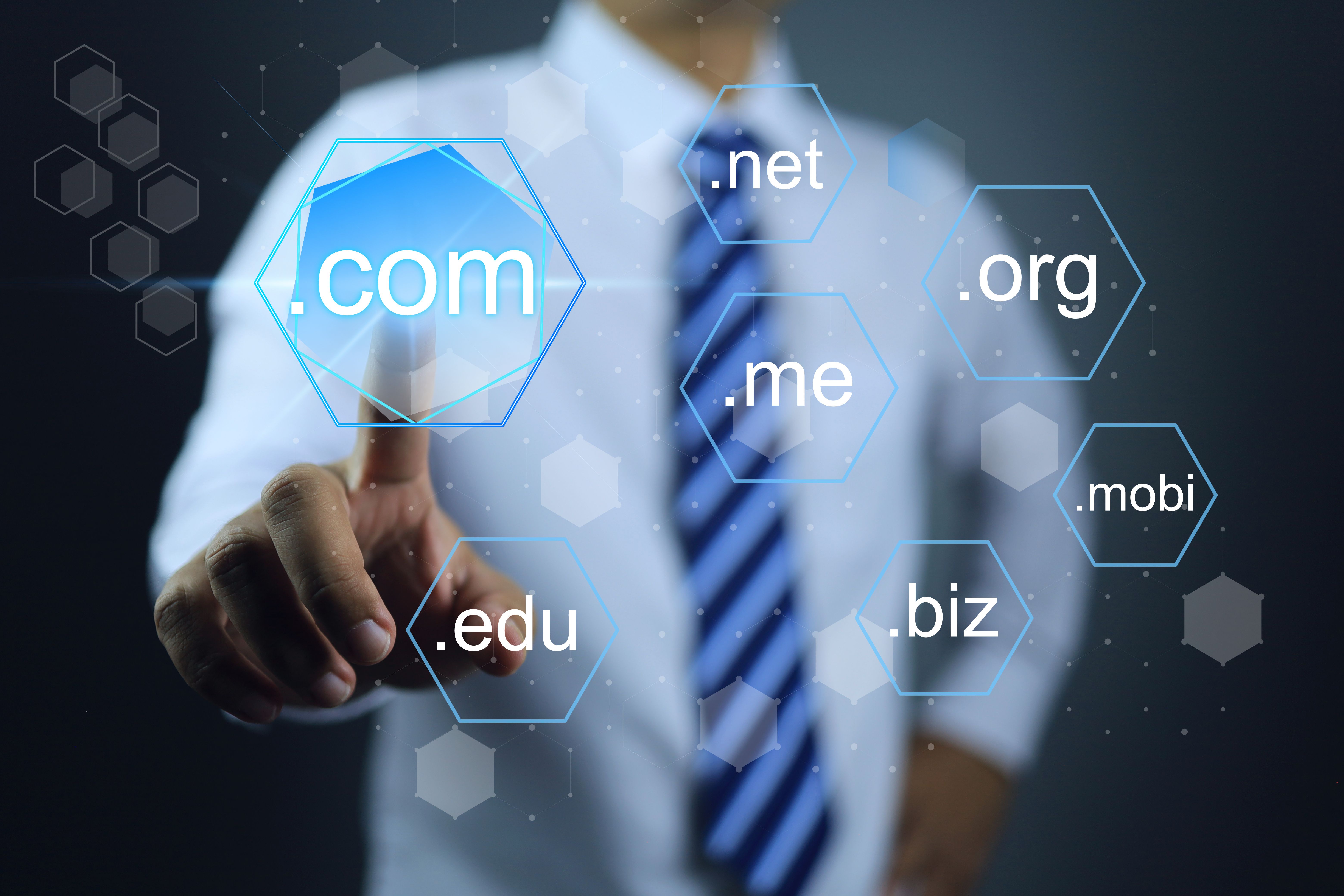 businessman choosing domain