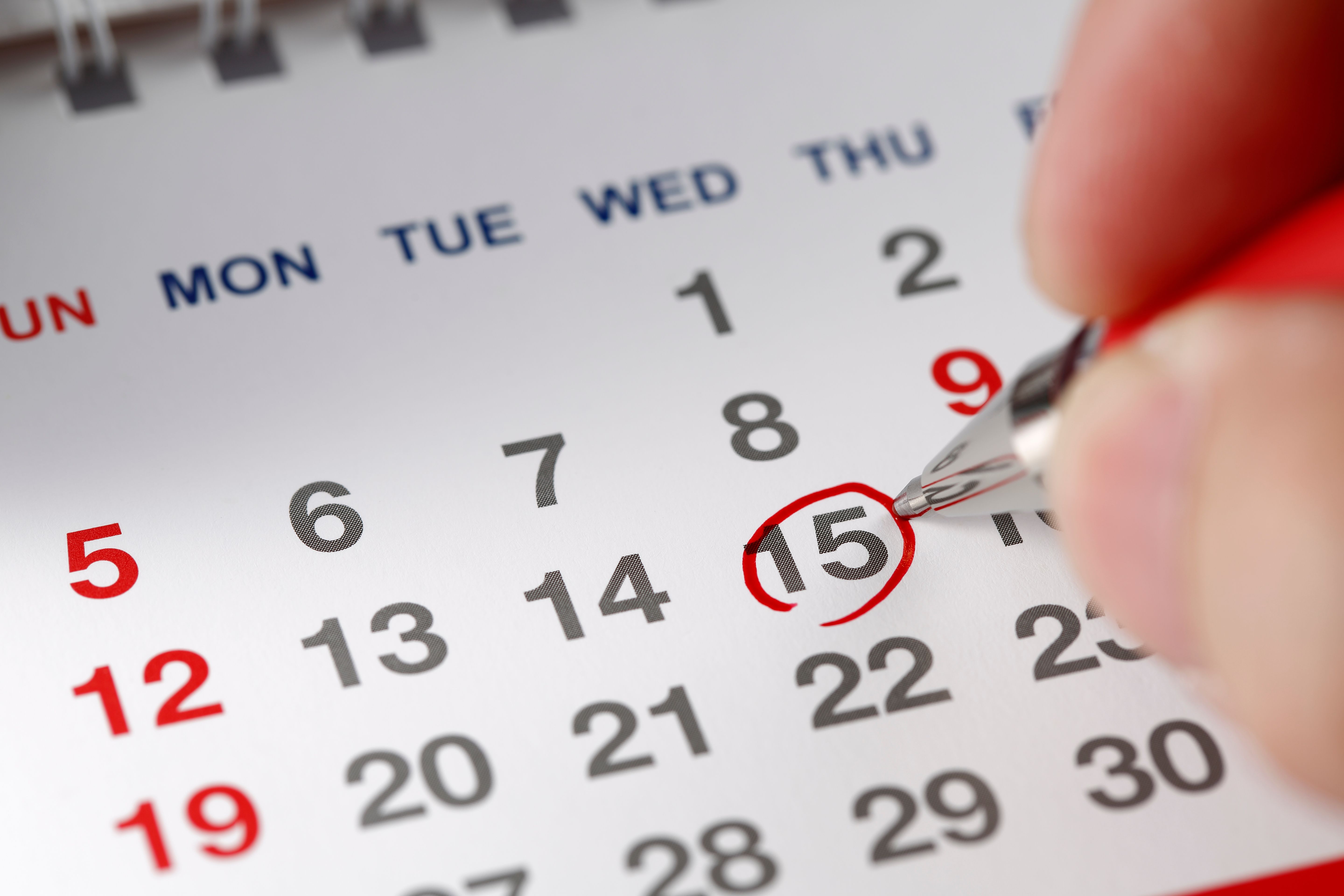 Marked on the calendar Marked on the calendar