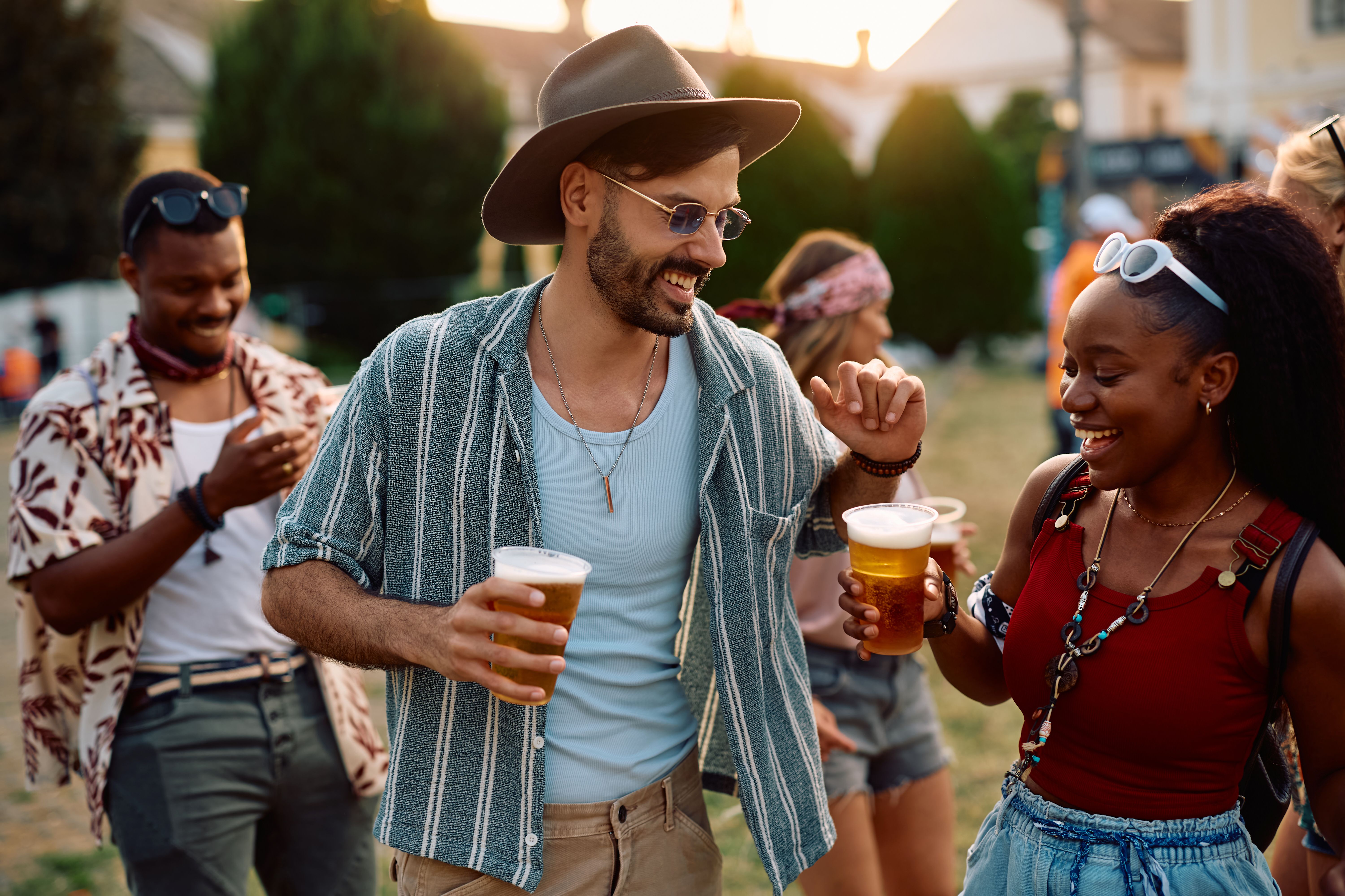 happy festival goers