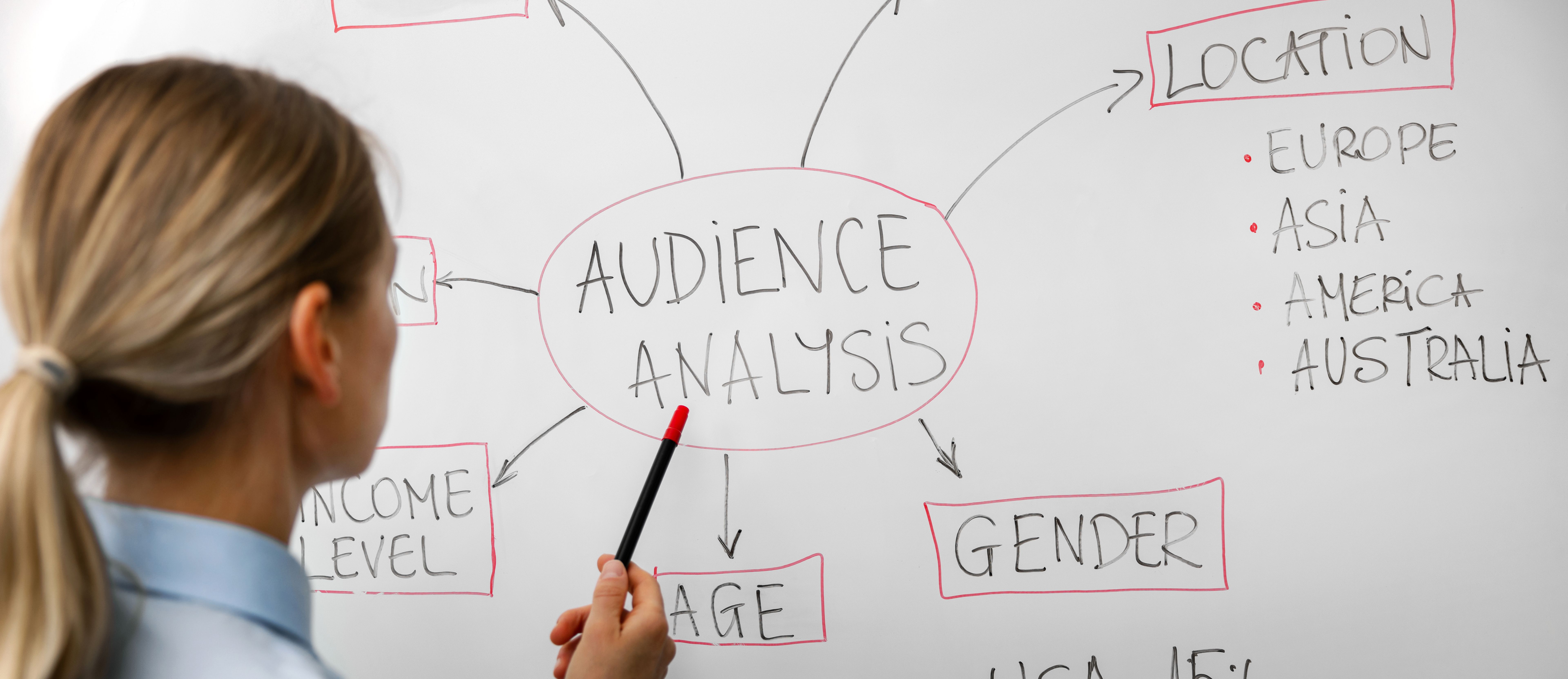 audience analysis diagram on whiteboard. business marketing strategy audience analysis diagram on whiteboard. business marketing strategy