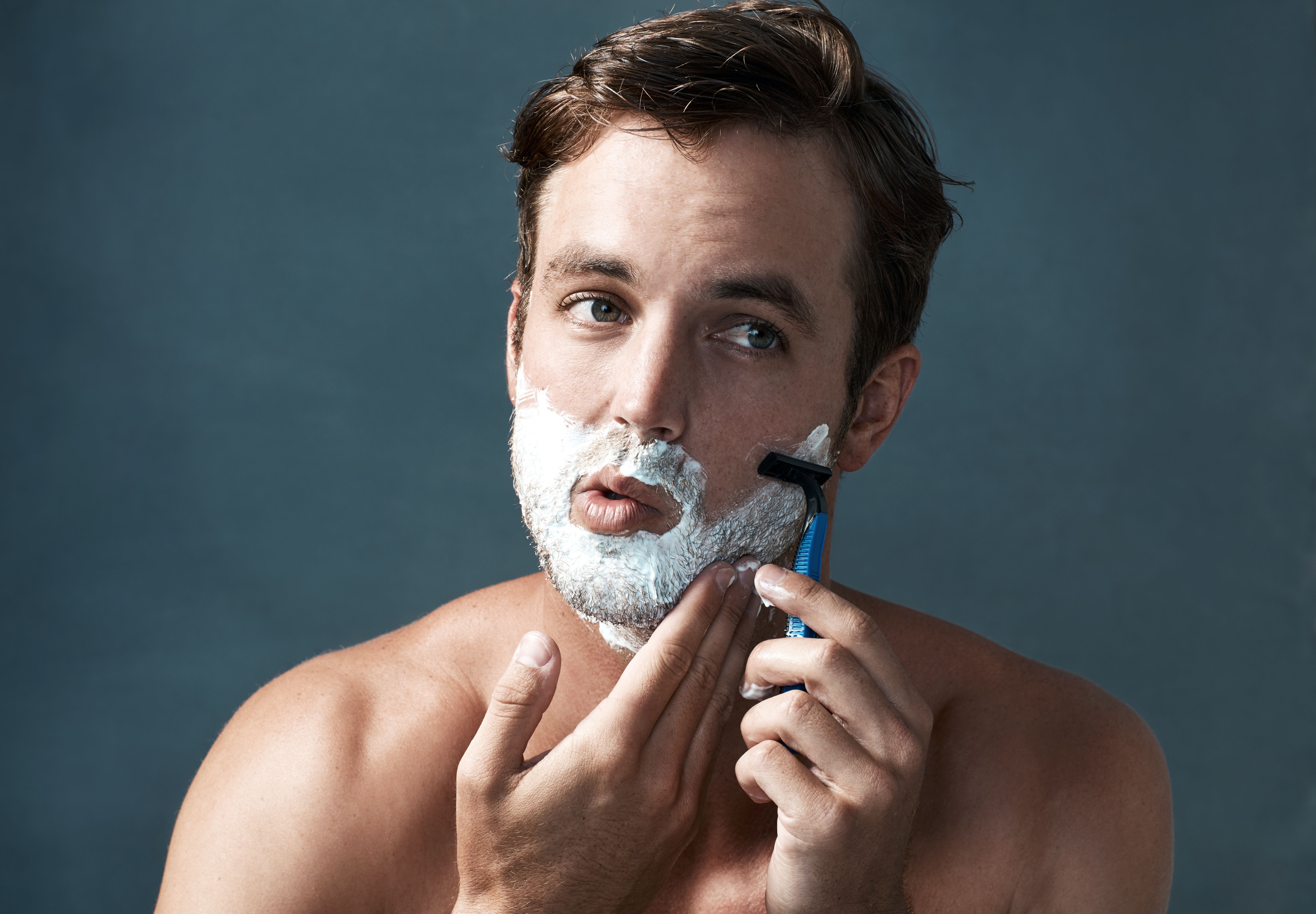 relaxed man shave