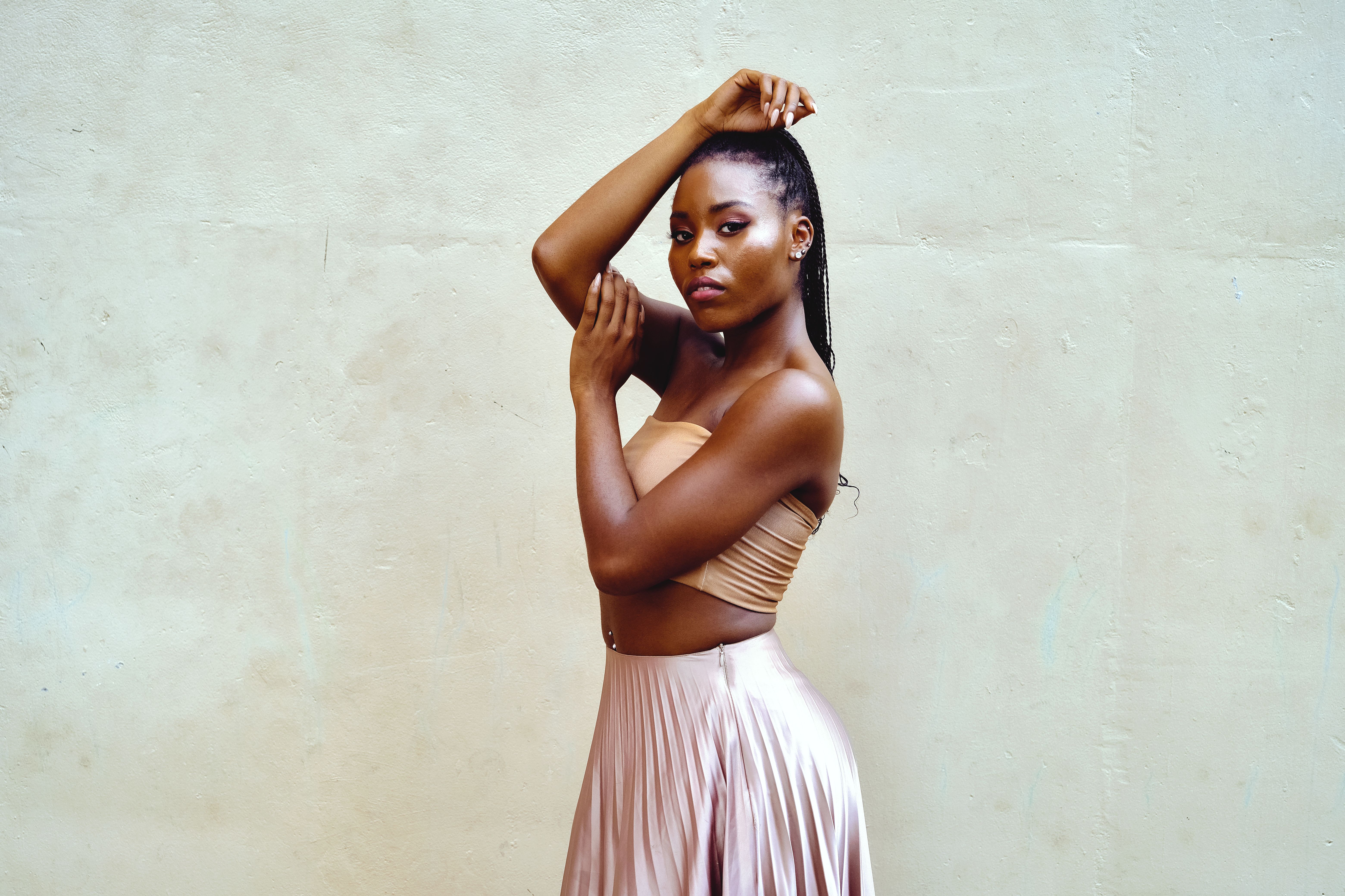 confident black woman with smooth skin looking at camera confident black woman with smooth skin looking at camera