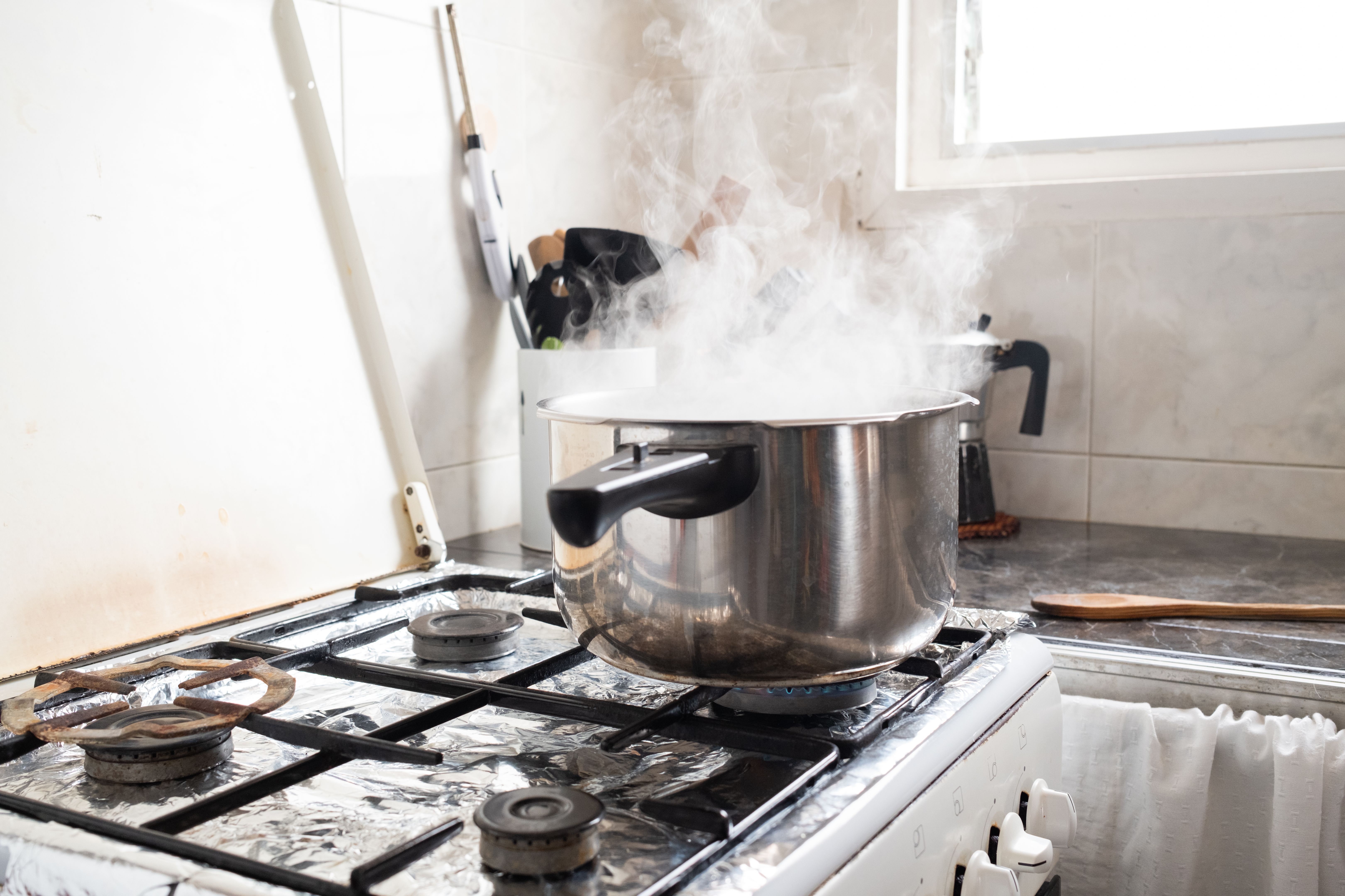 steaming food kitchen