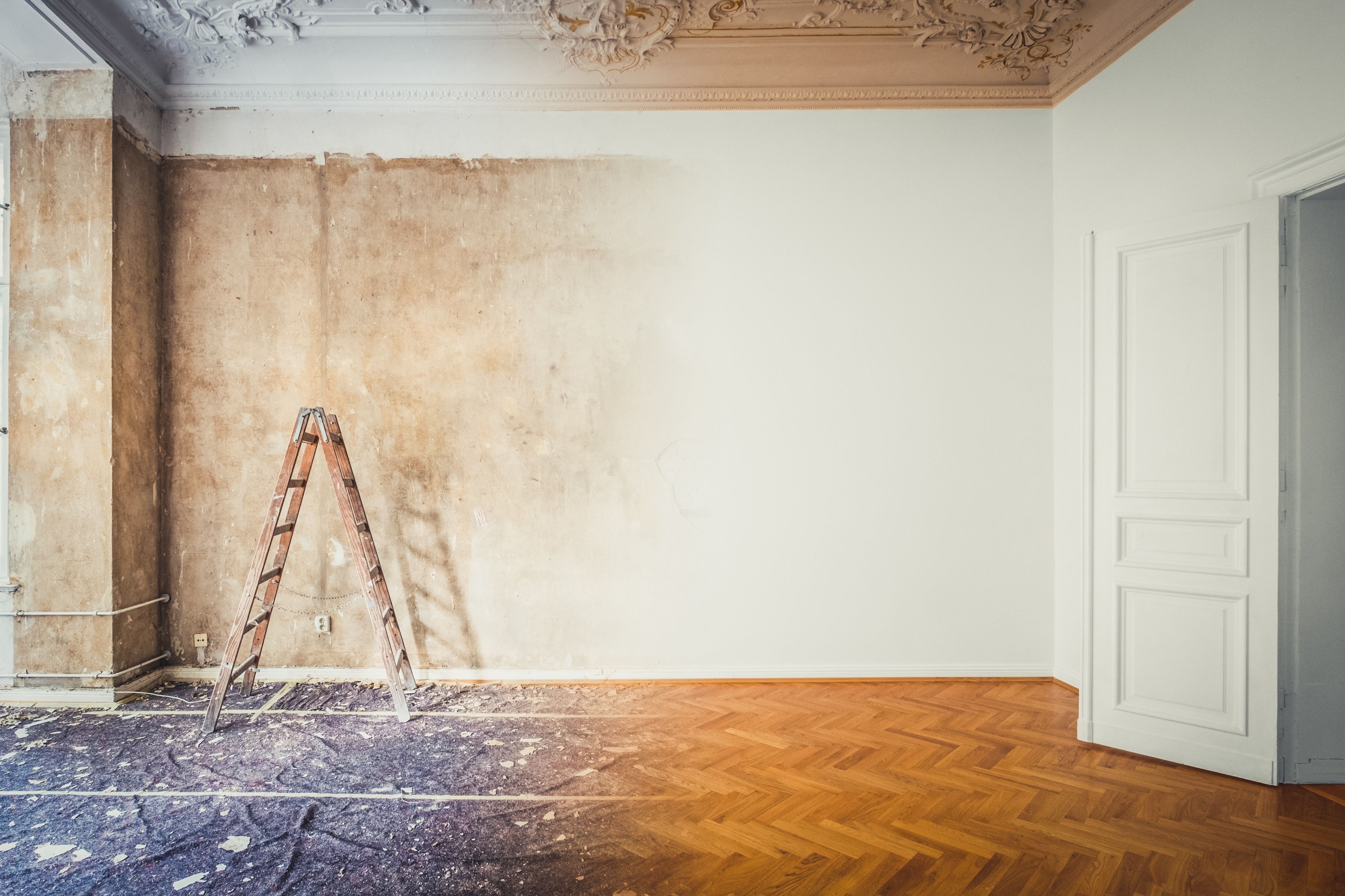 room  before and after renovation or  refurbishment