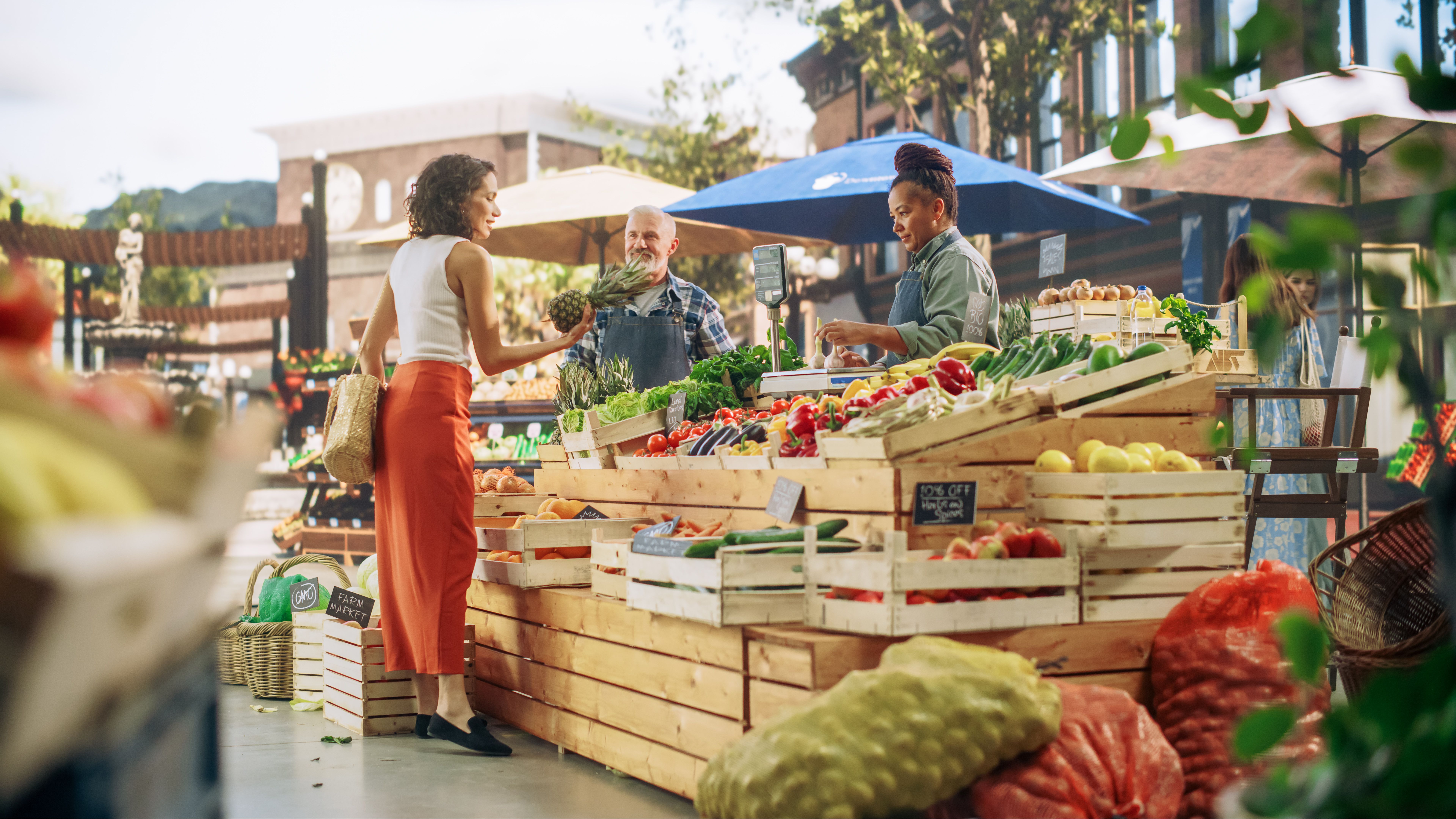 Exotic fruits on market stall