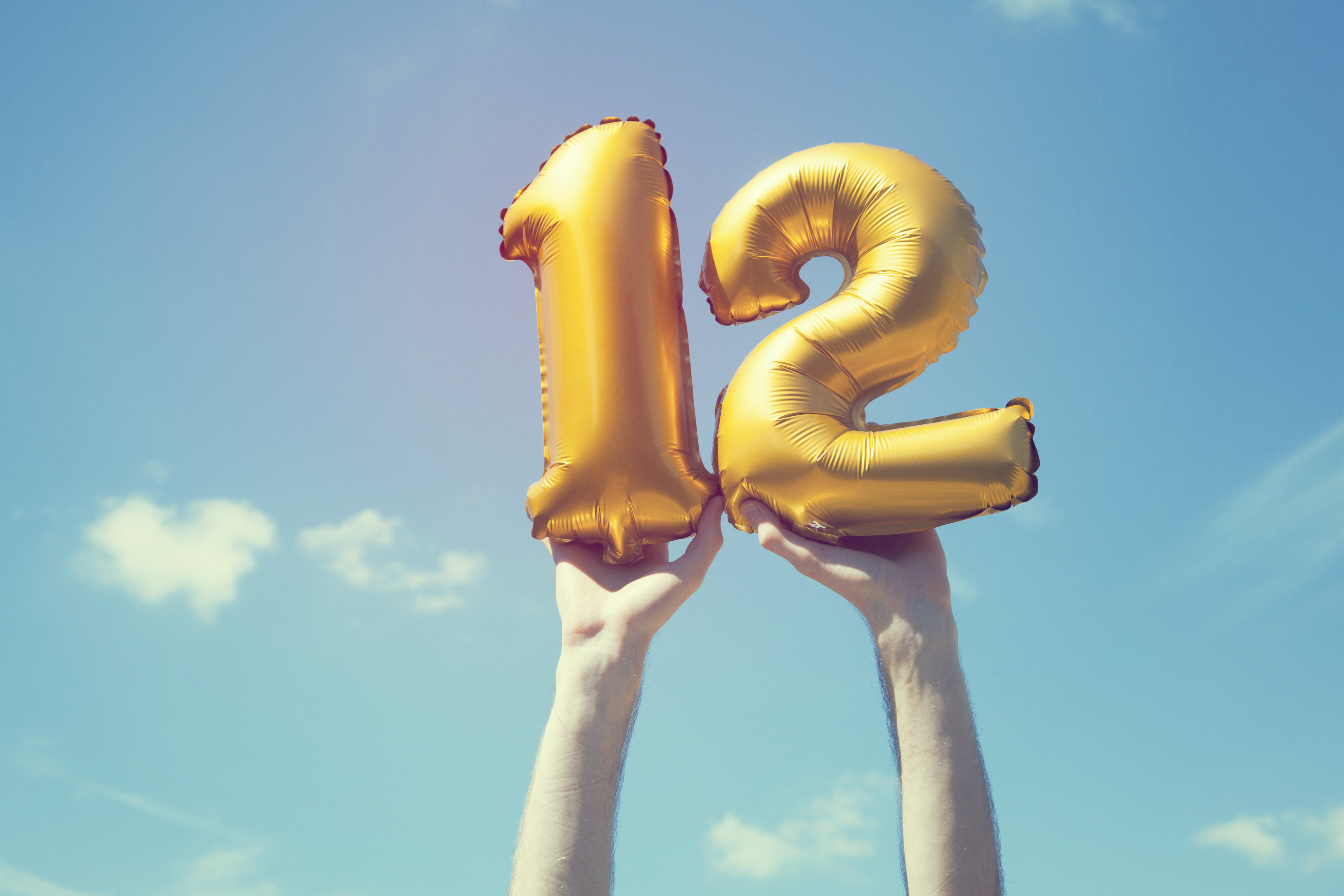 Gold number 12 balloon