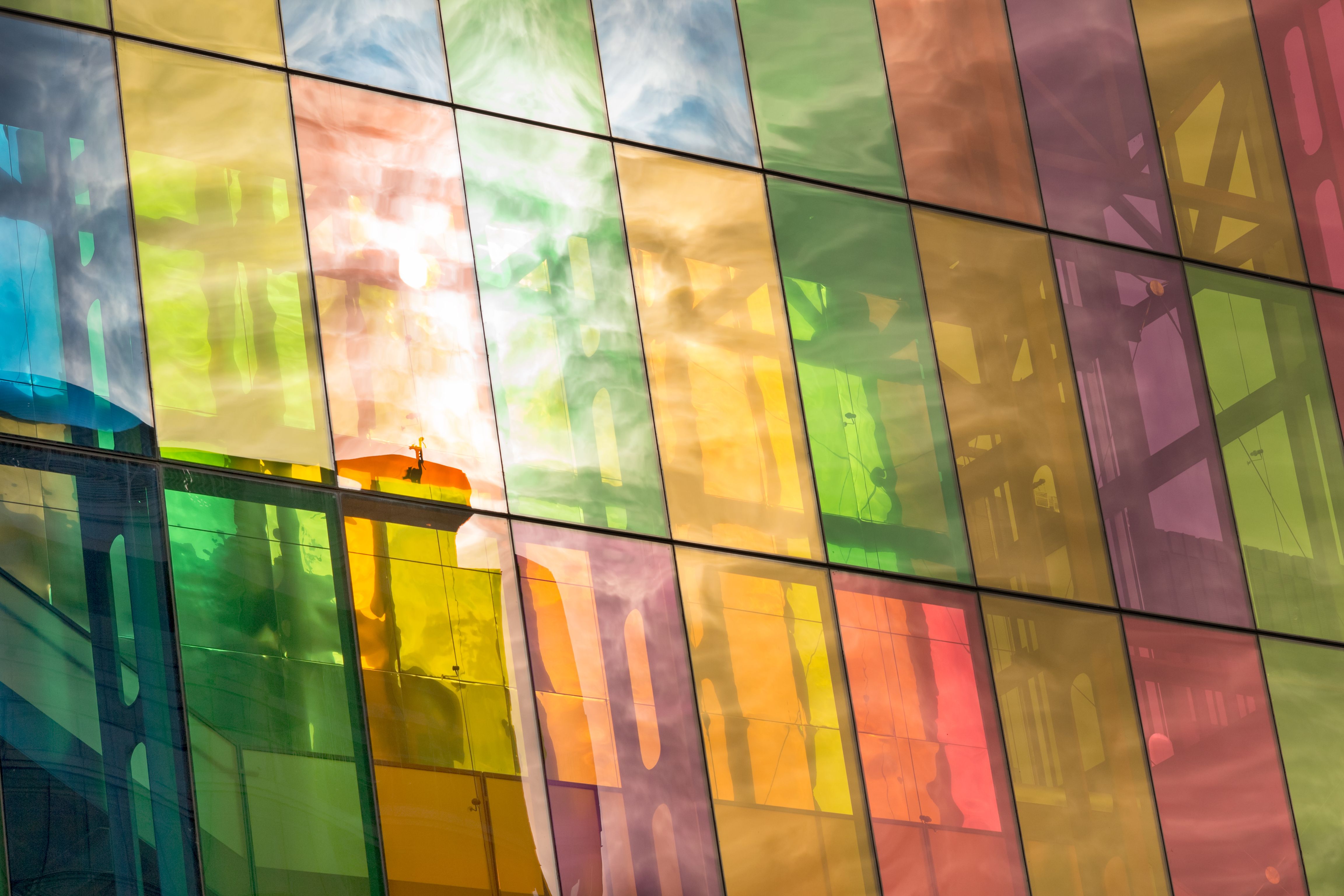 Montreal Convention Center colored windows reflections Montreal Convention Center colored windows reflections