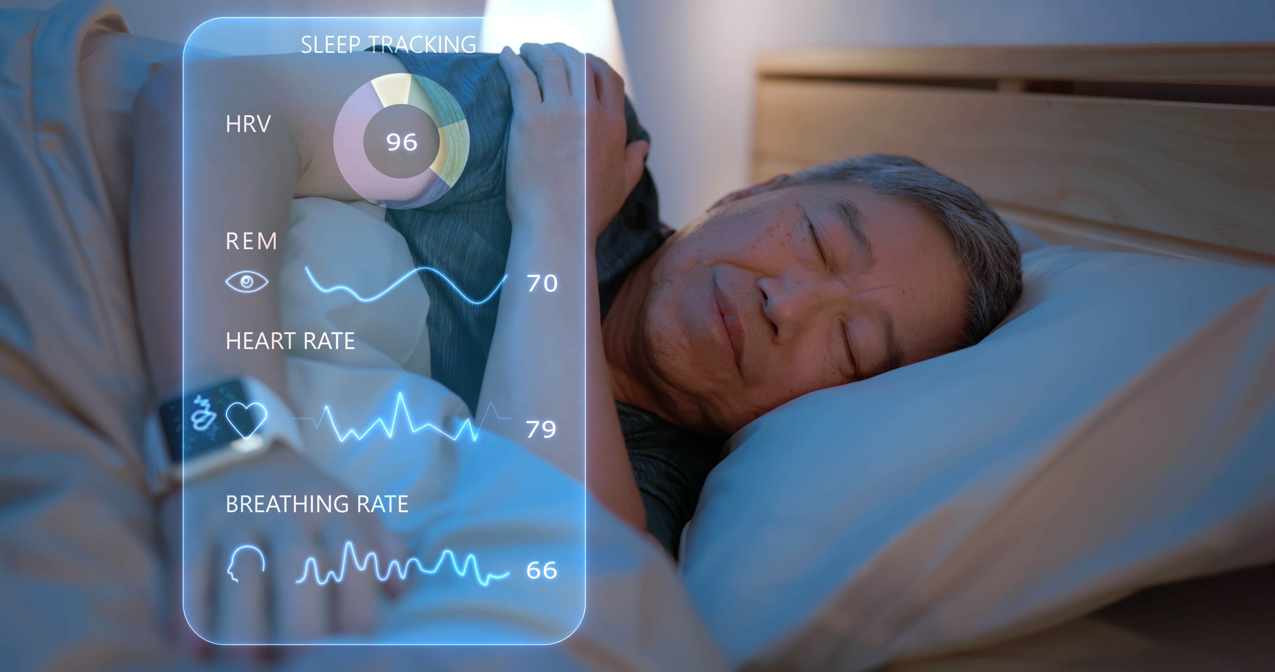 sleeping person with sensors