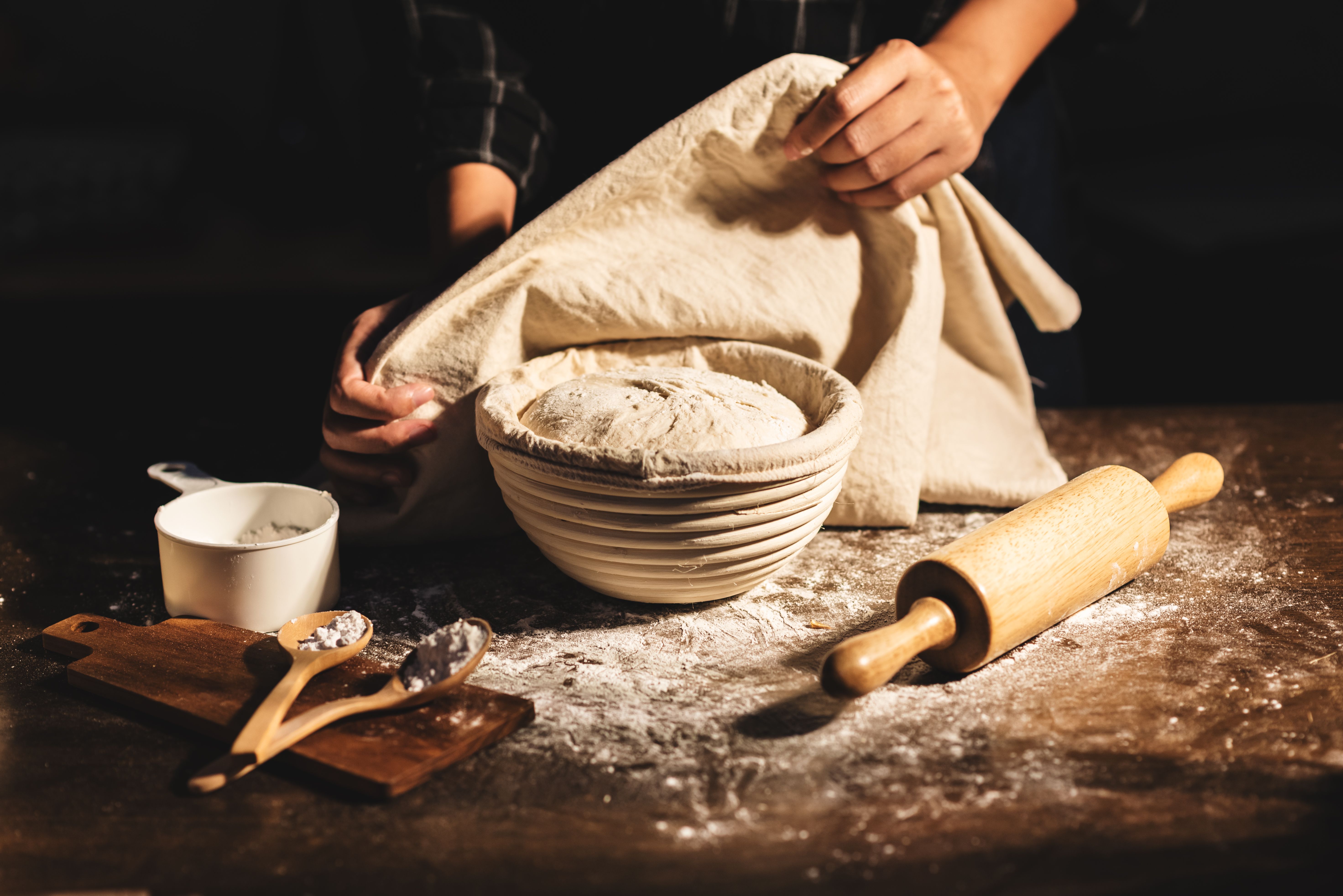 kneading bread dough