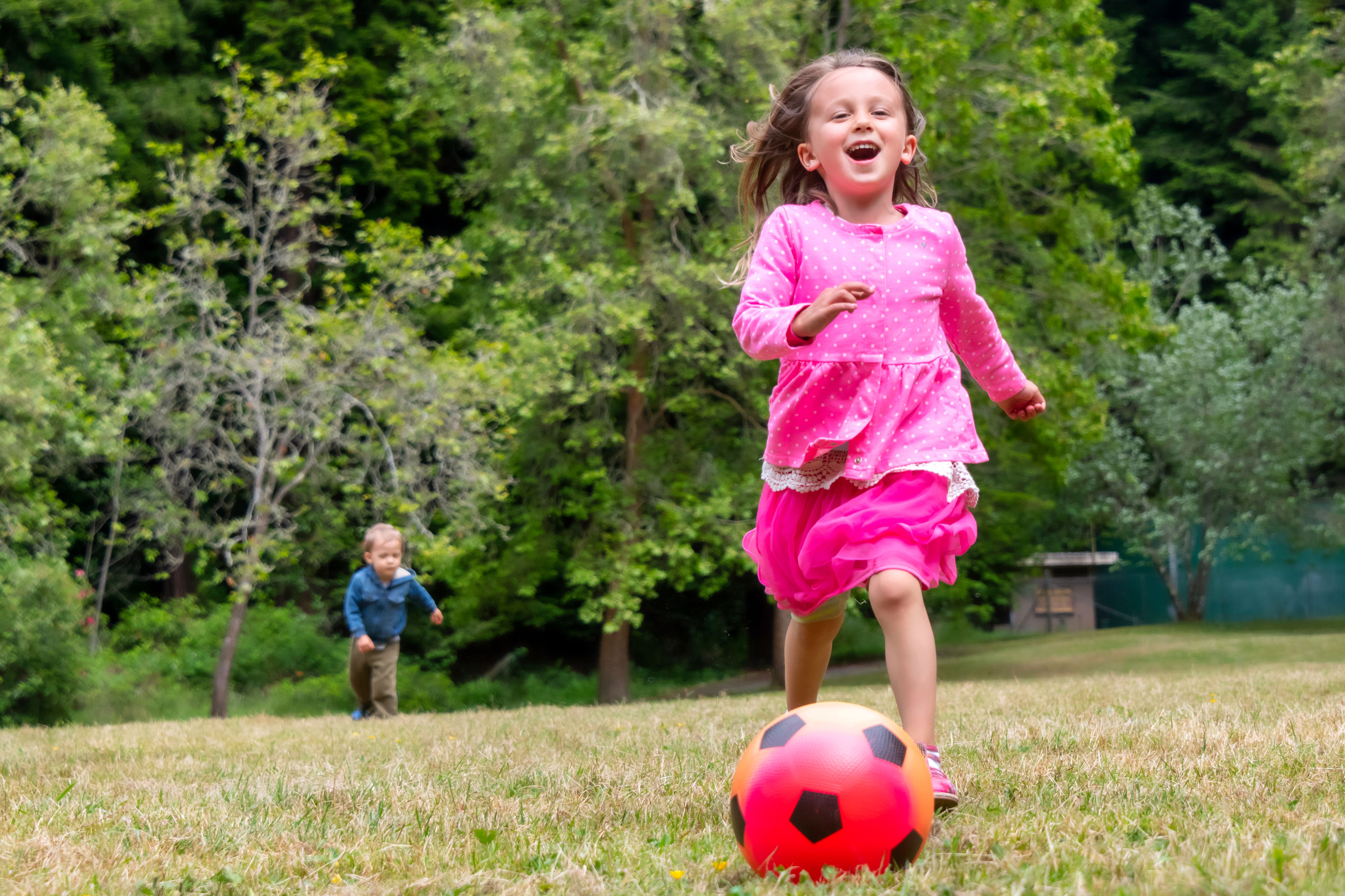 Children playing soccer