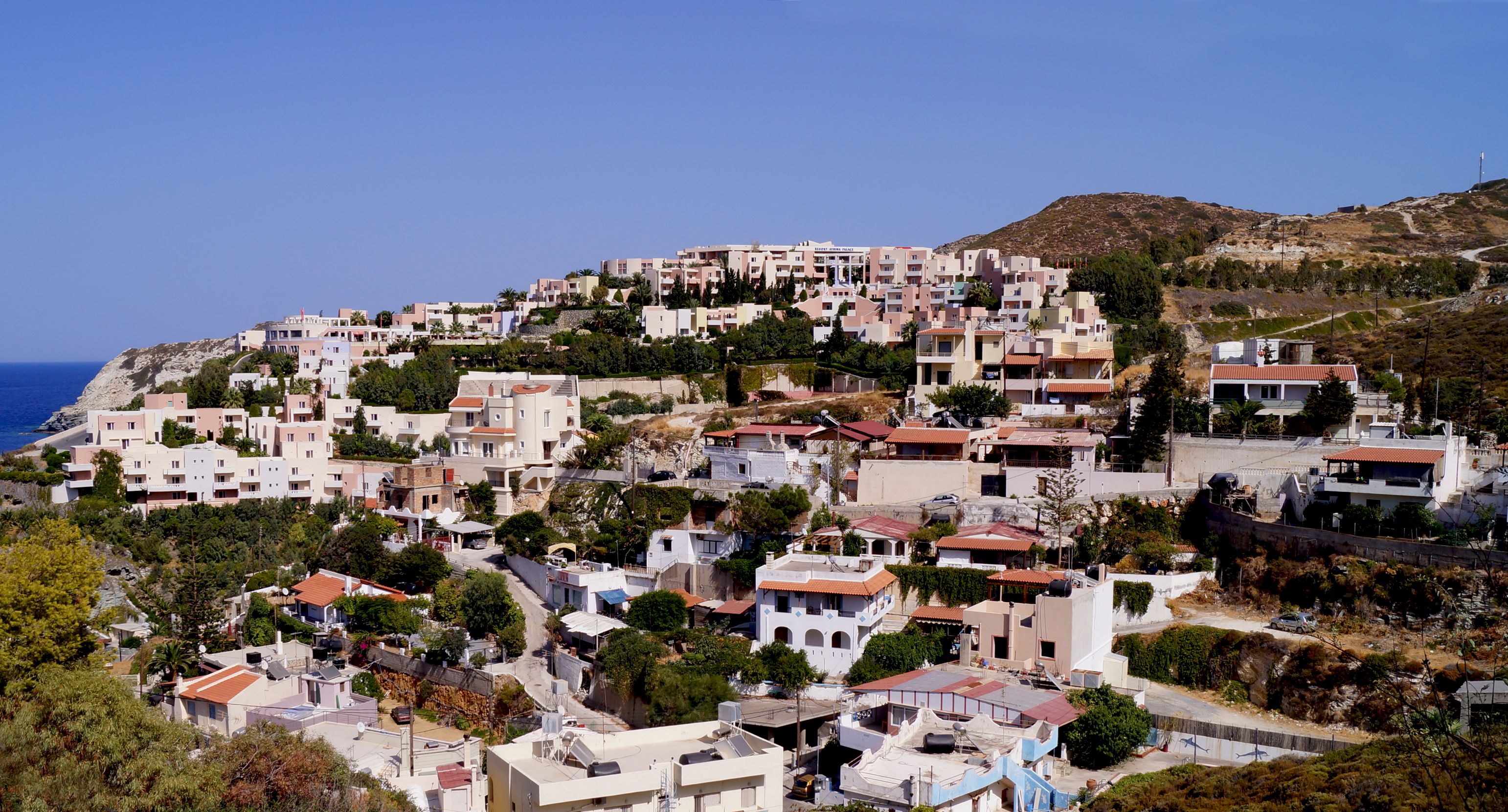 the veiw of island in crete,white houses on the Greece hill