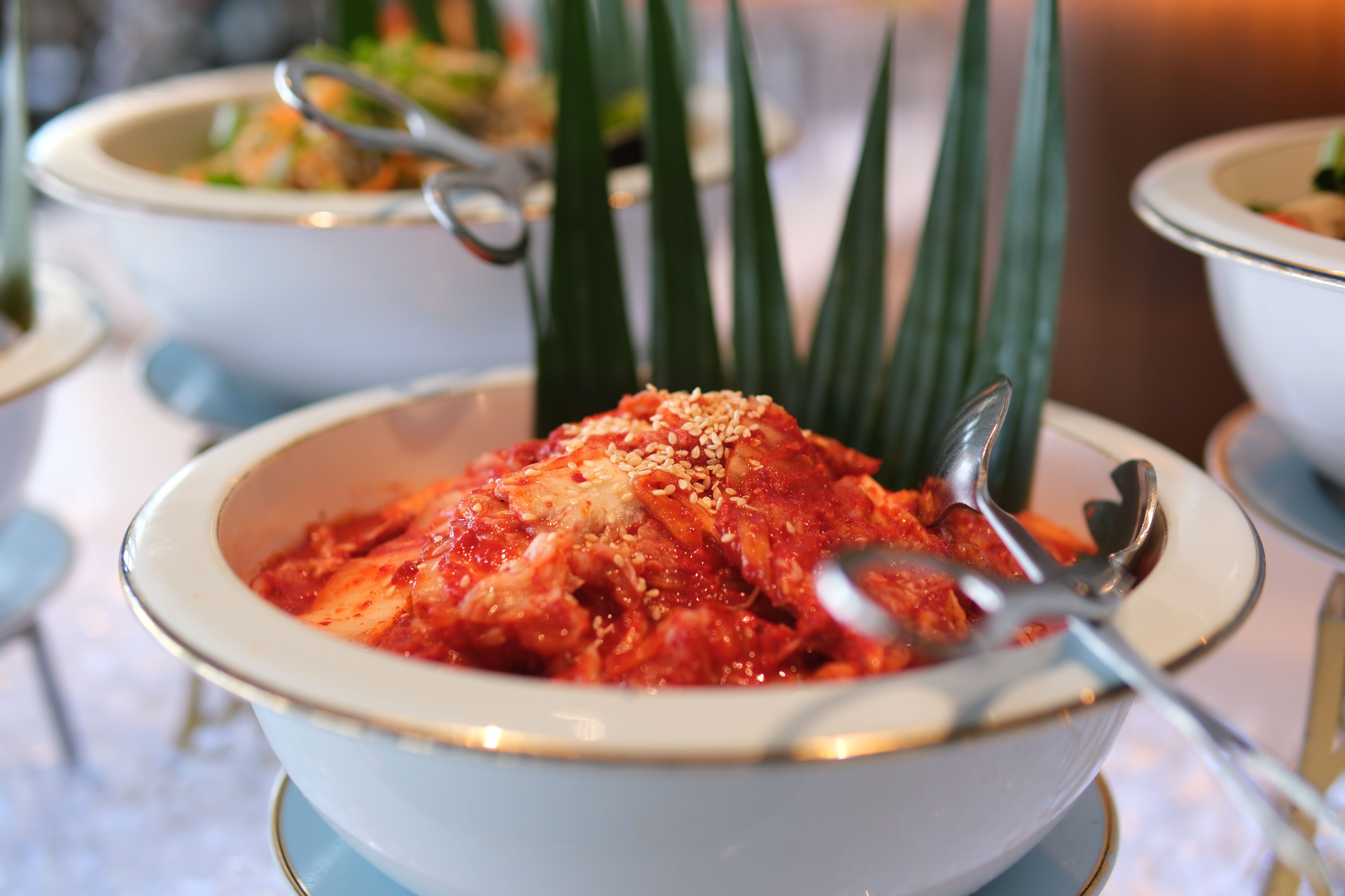 Kimchi Popular traditional fermented Korean side dish. Korean Food Master's Traditional food napa cabbage kimchi. Korean pickle and seasoning Spicy Kimchi. Traditional Korean Kimchi Cabbage.