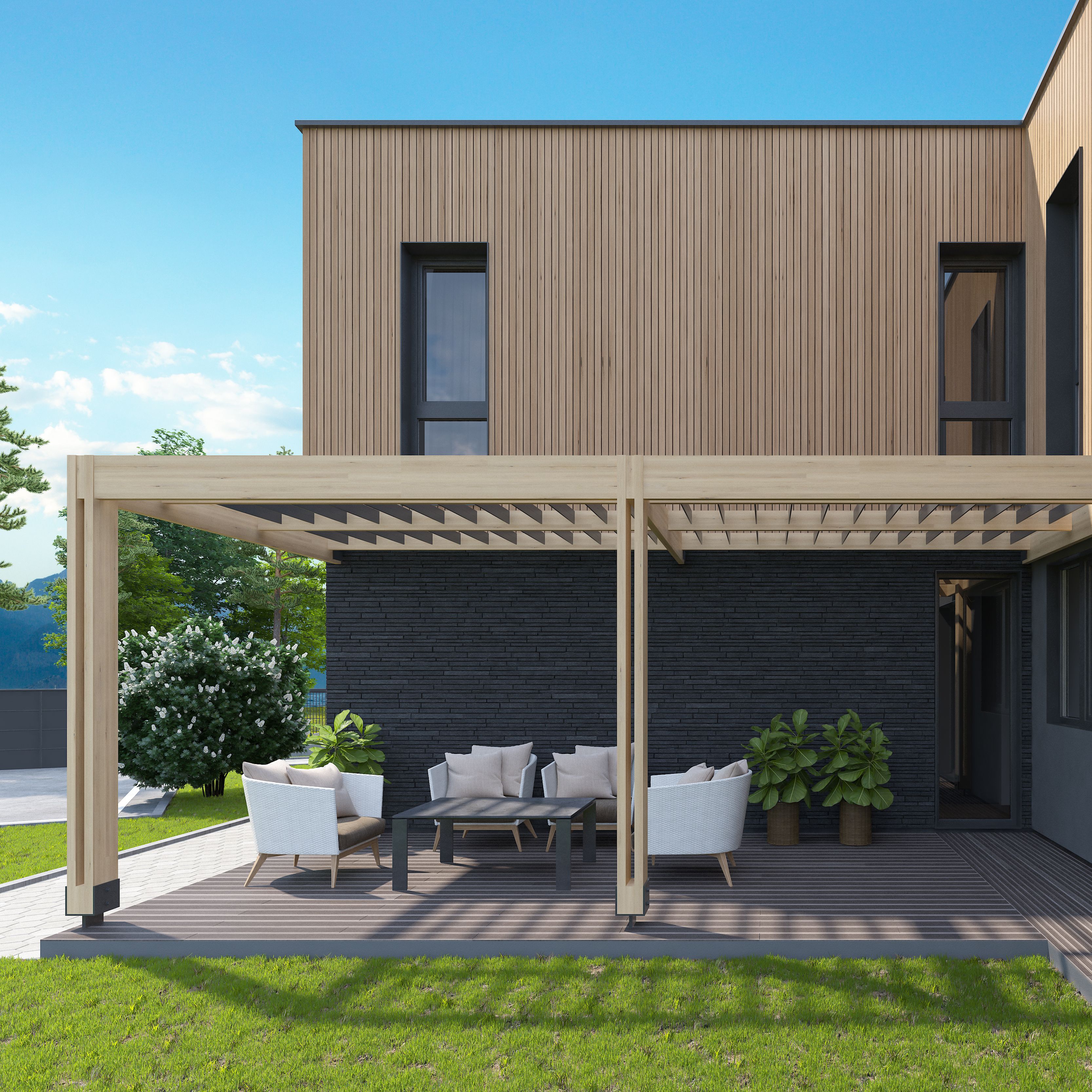 modern louvered pergola