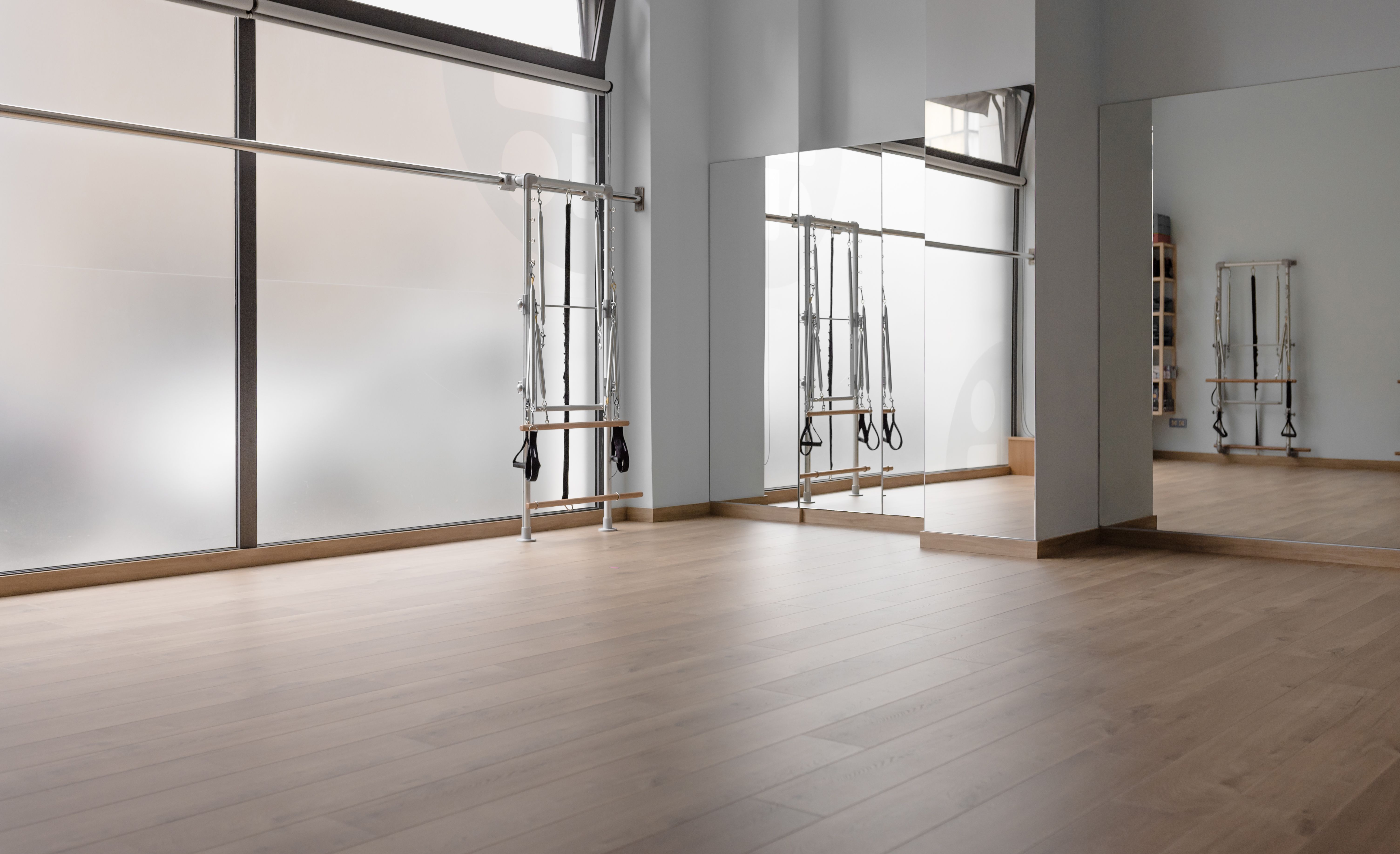 backlit mirrors yoga studio