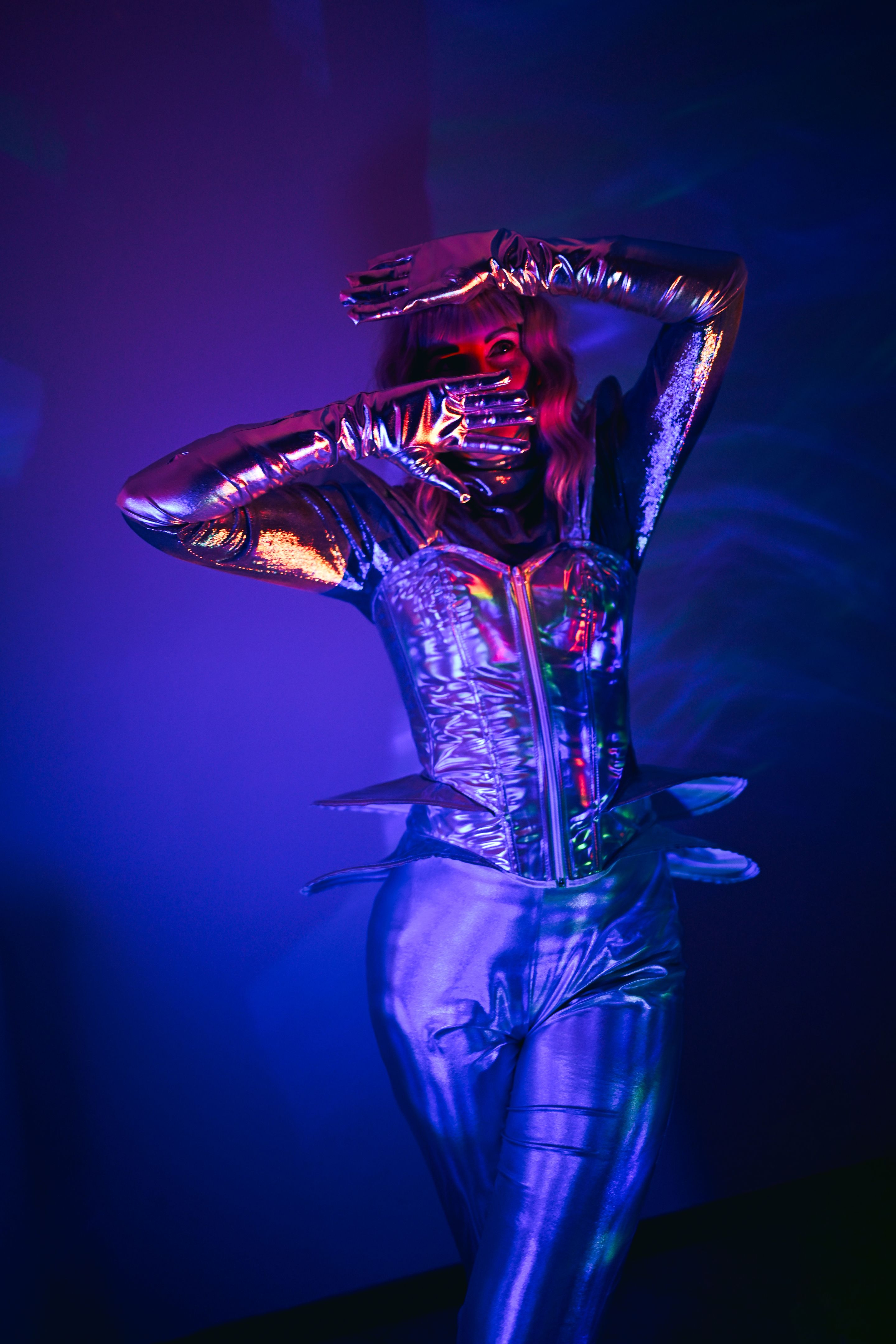 metallic fabric outfit