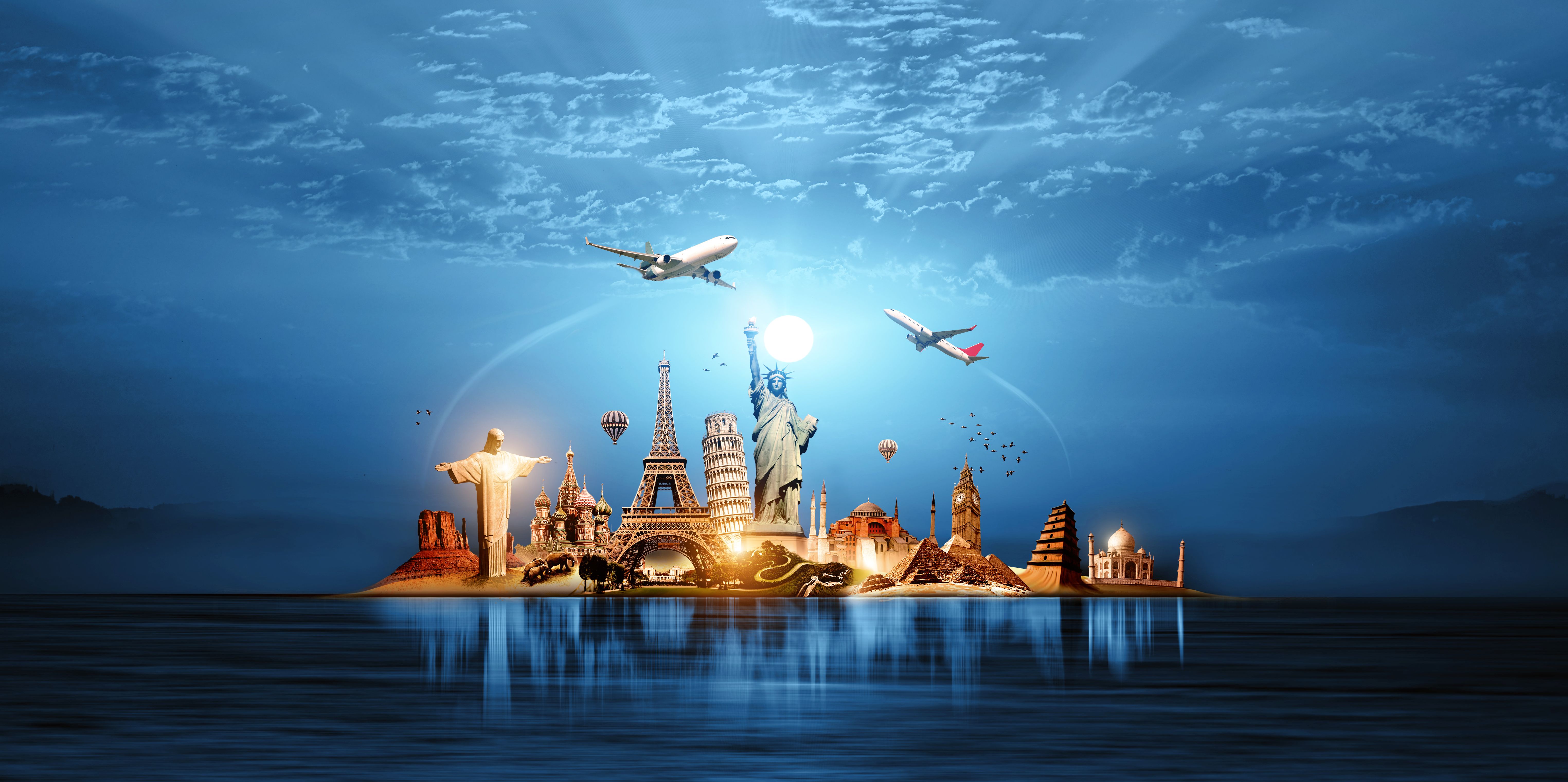 World travel and cultural heritage concept