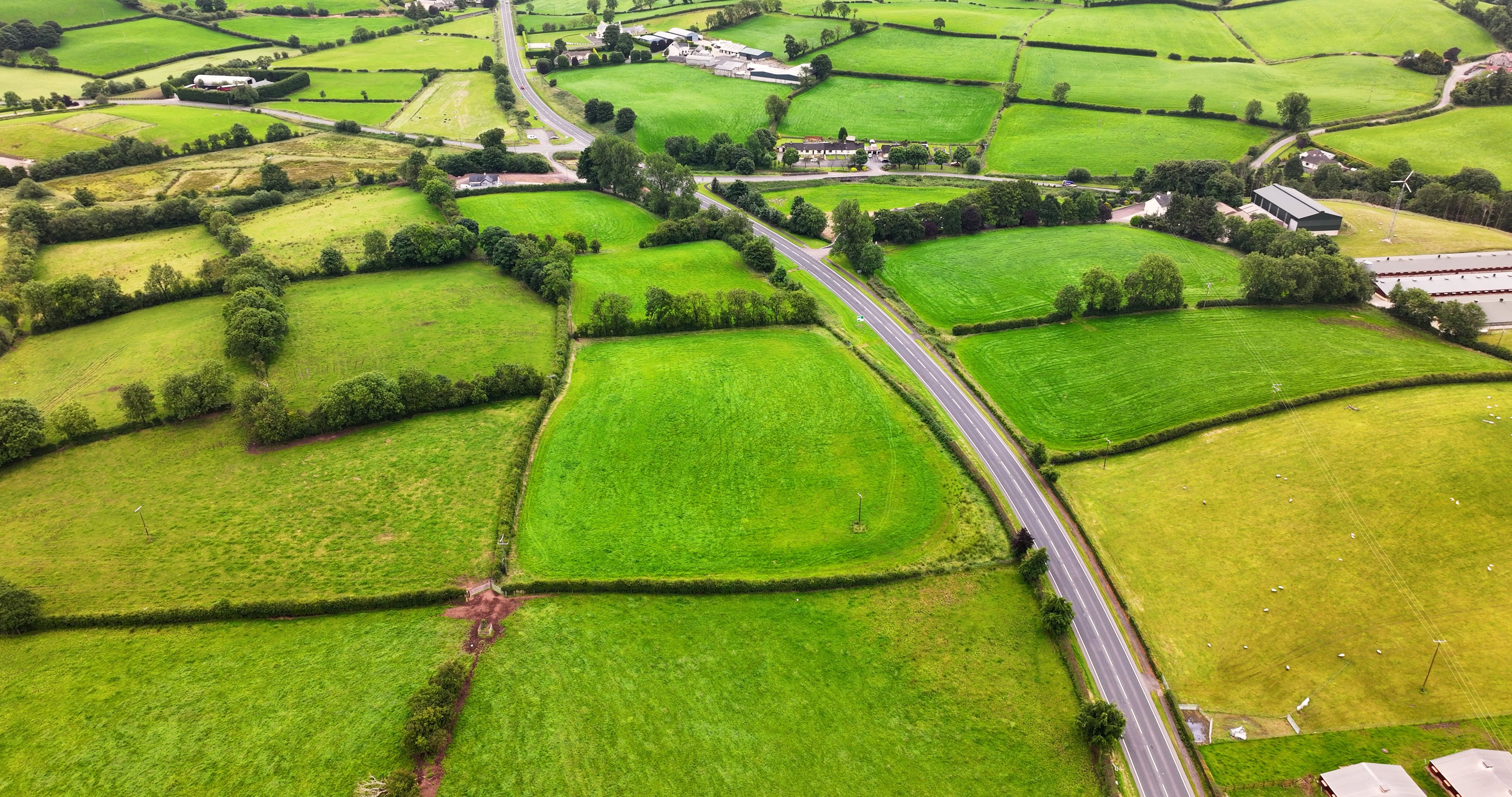 Aerial View of the A5 Curr Road from Omagh to Ballygawley County Tyrone Northern Ireland Aerial View of the A5 Curr Road from Omagh to Ballygawley County Tyrone Northern Ireland