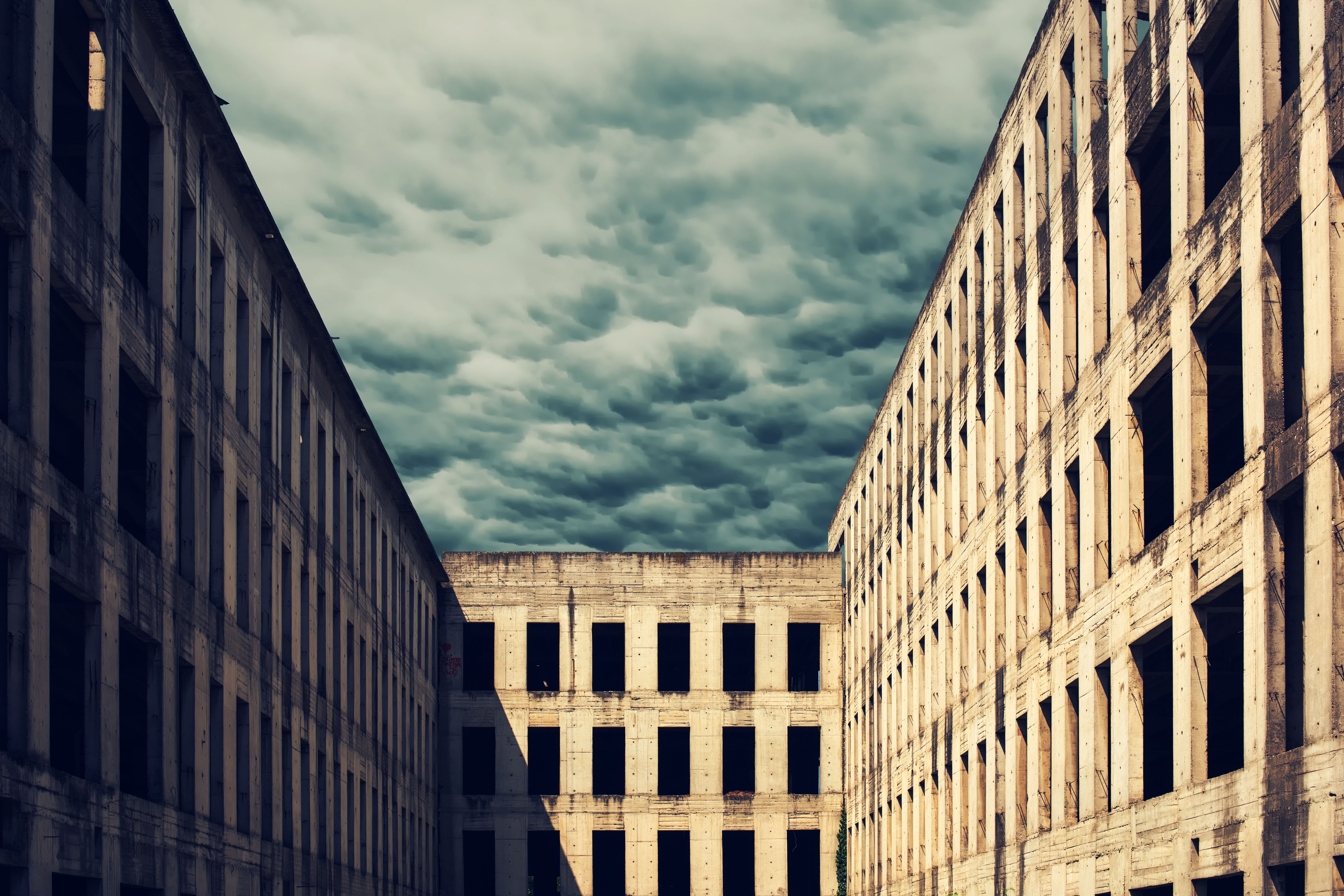 Unfinished abandoned concrete building facade Unfinished abandoned concrete building facade