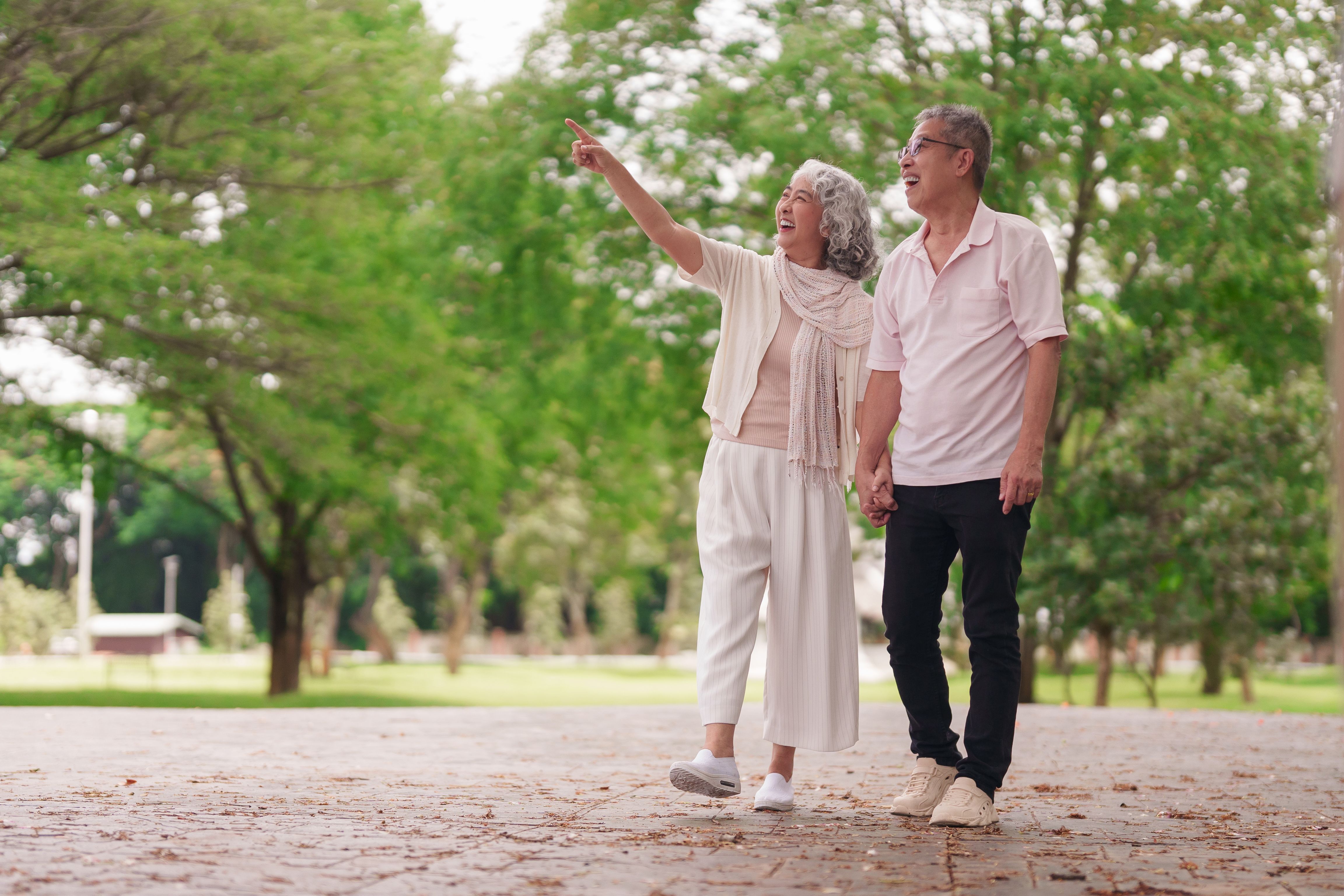 senior walking nature