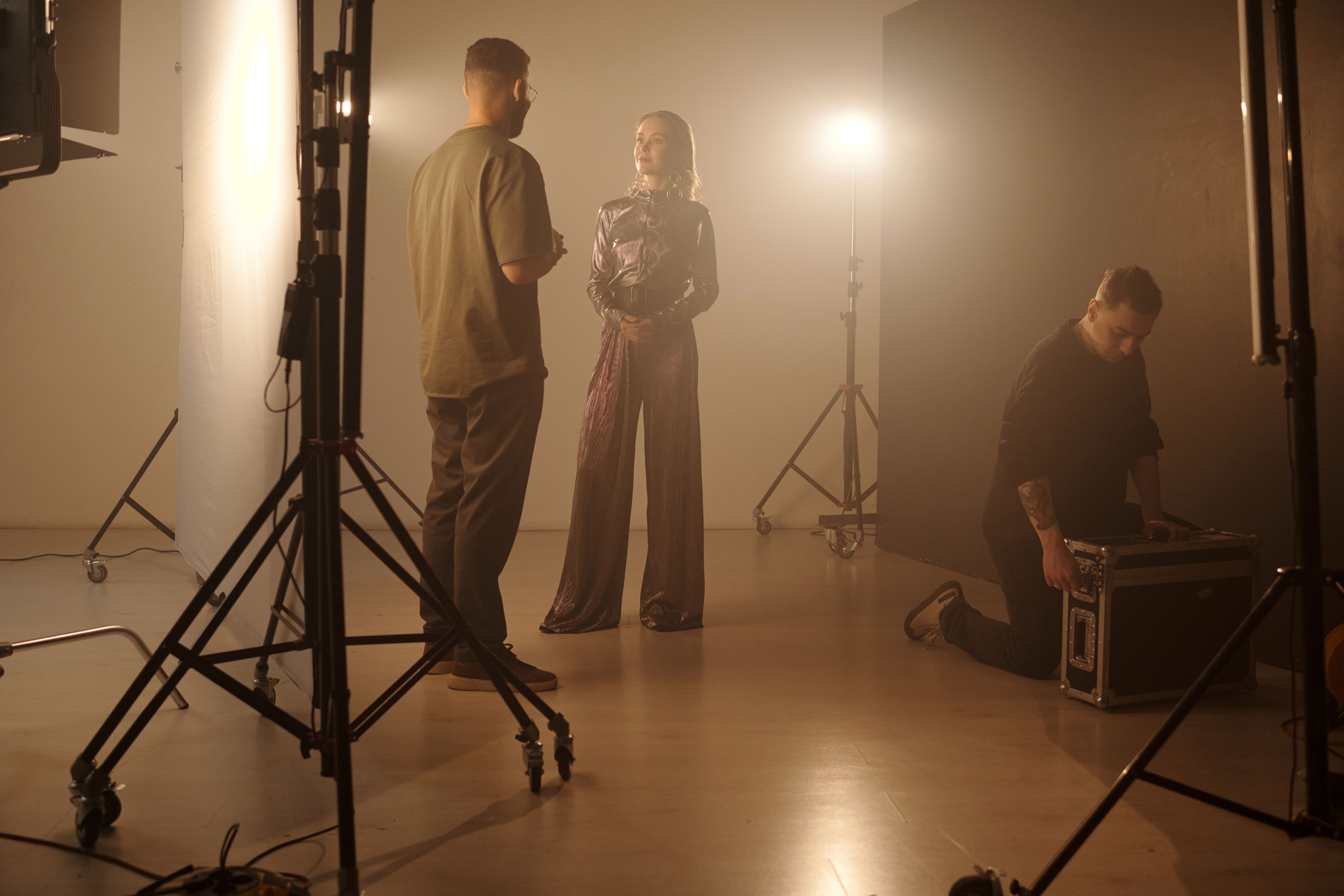 Wide Angle Shot of Production Crew In Studio
