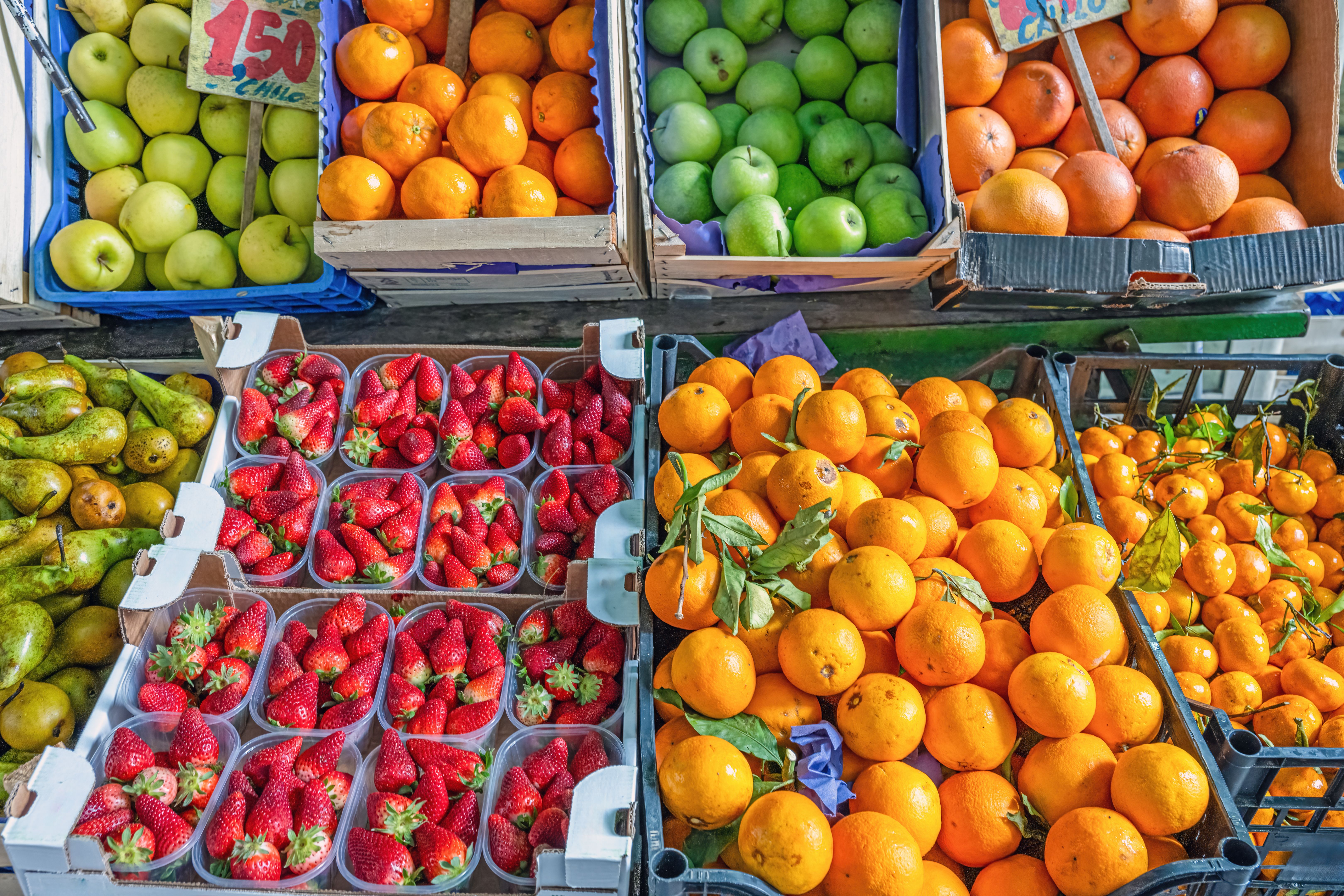 Colorful shop display of fruits