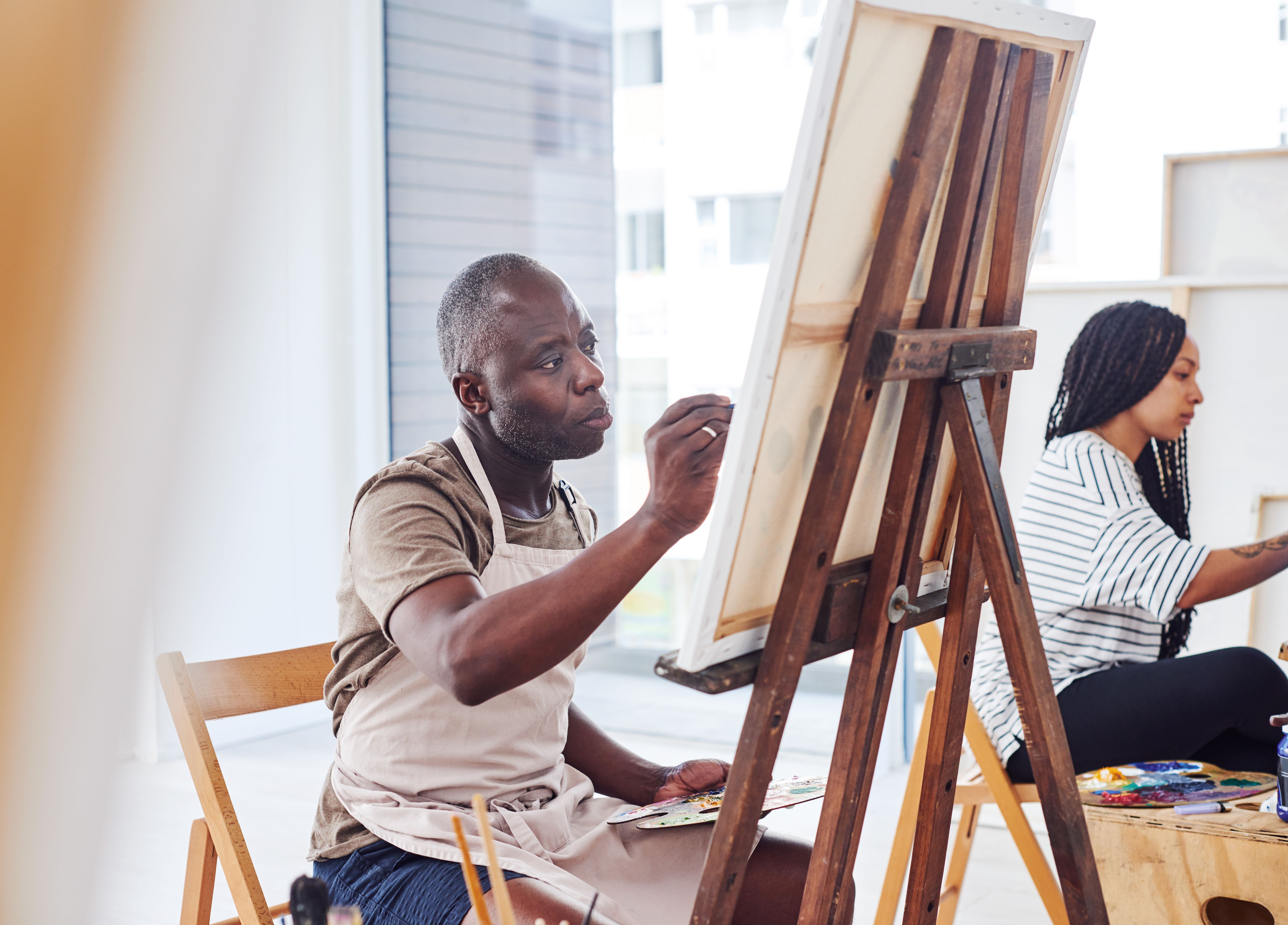 black artist painting