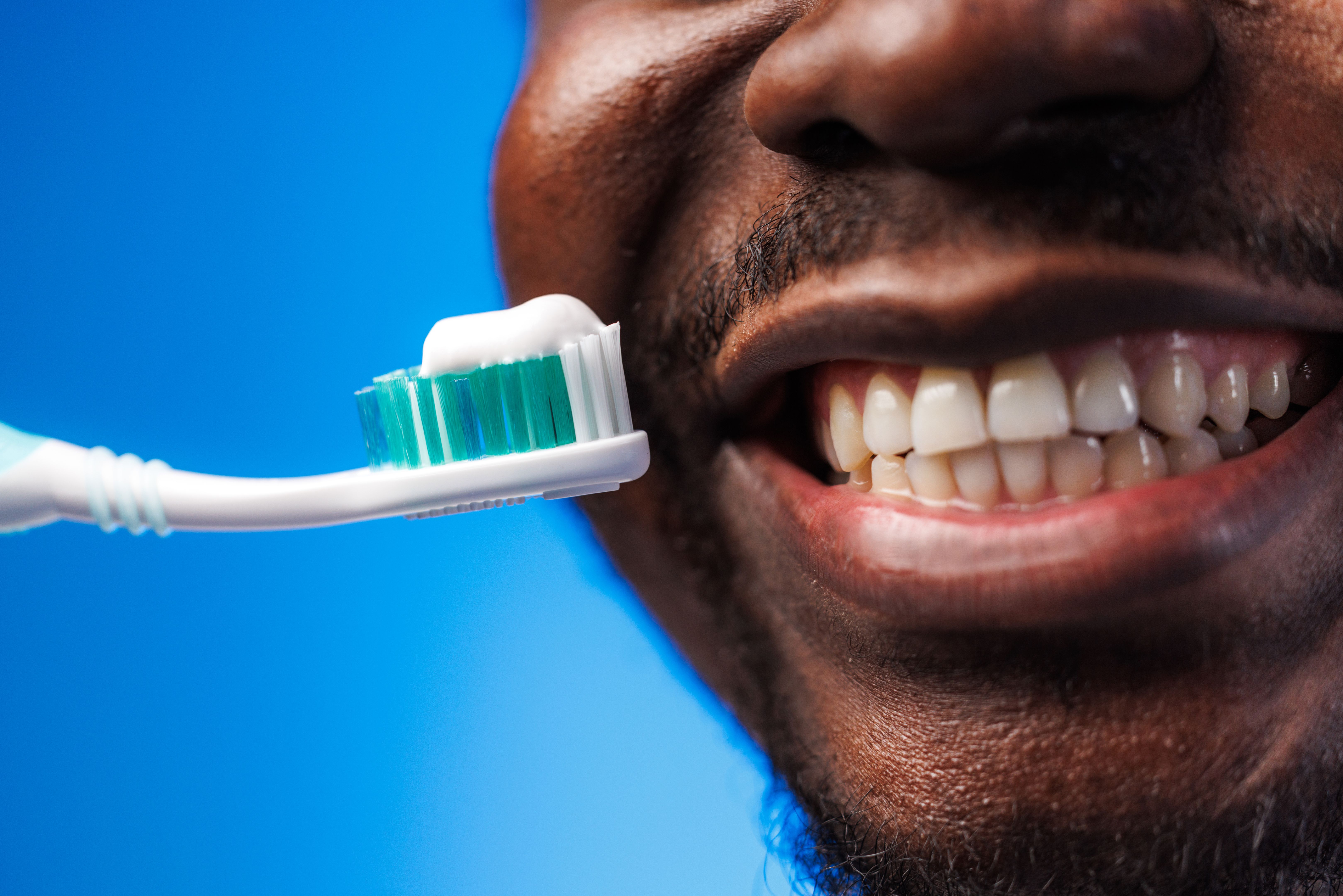 brushing teeth close-up