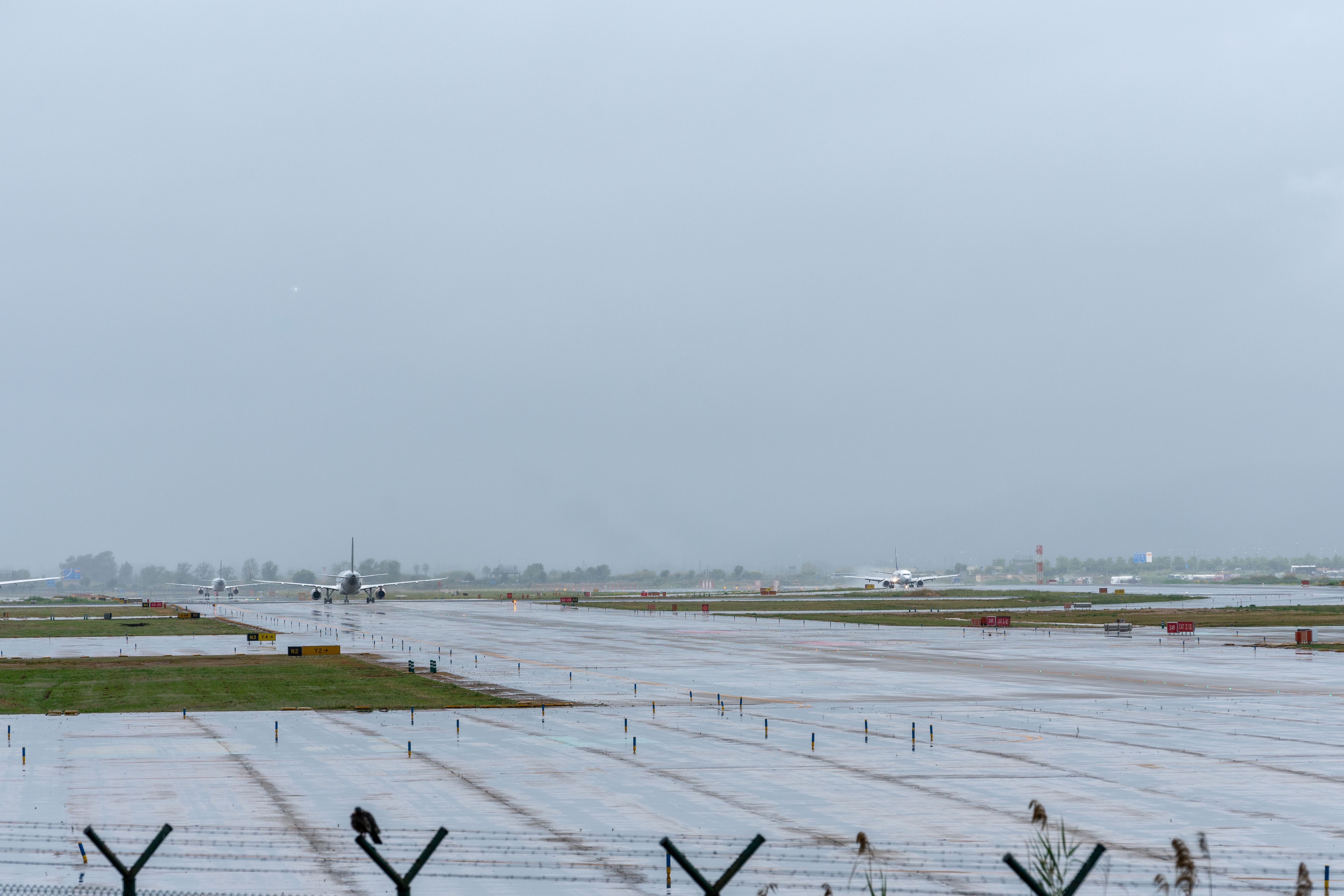 rainy airport