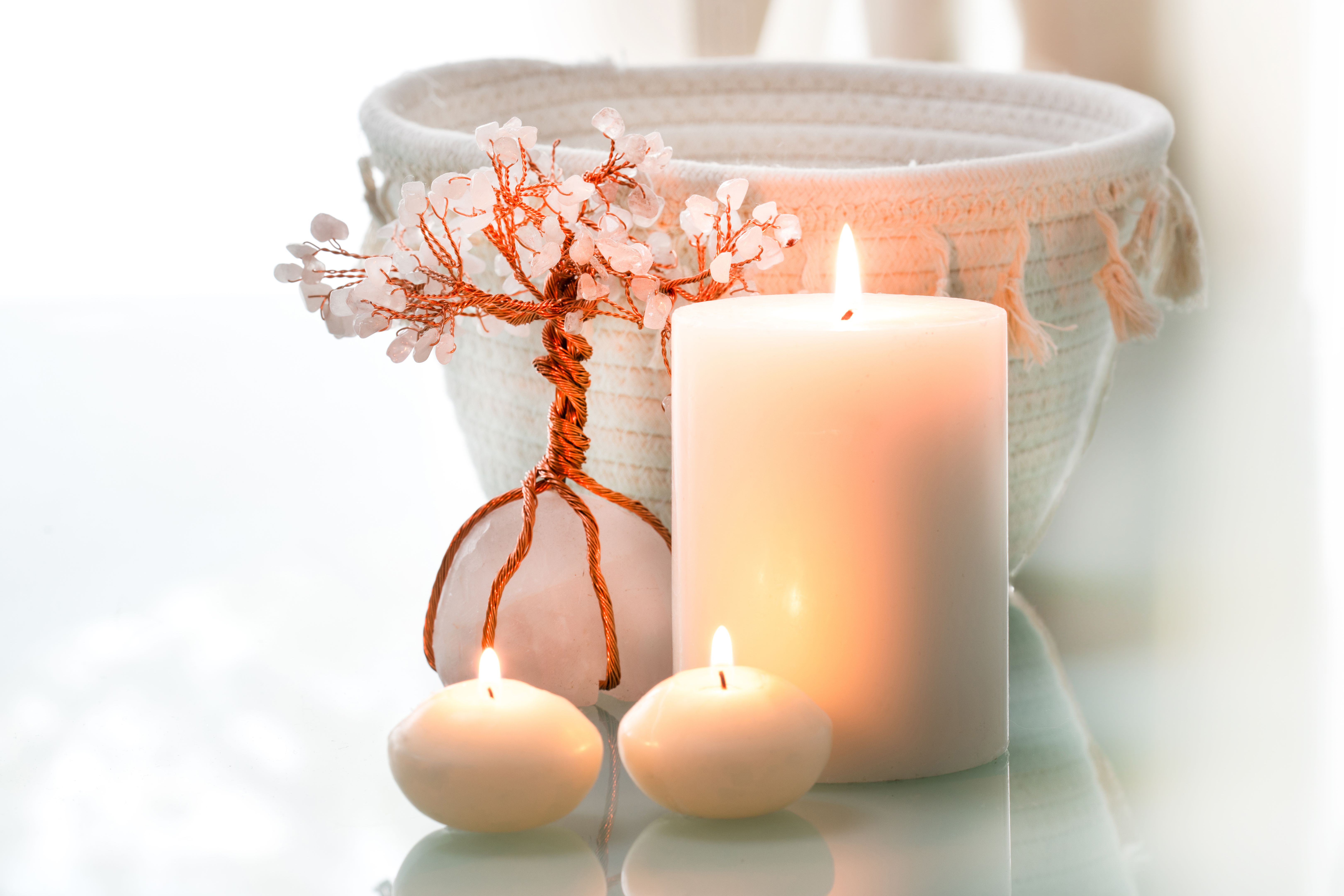 Candles and fortune crystal tree