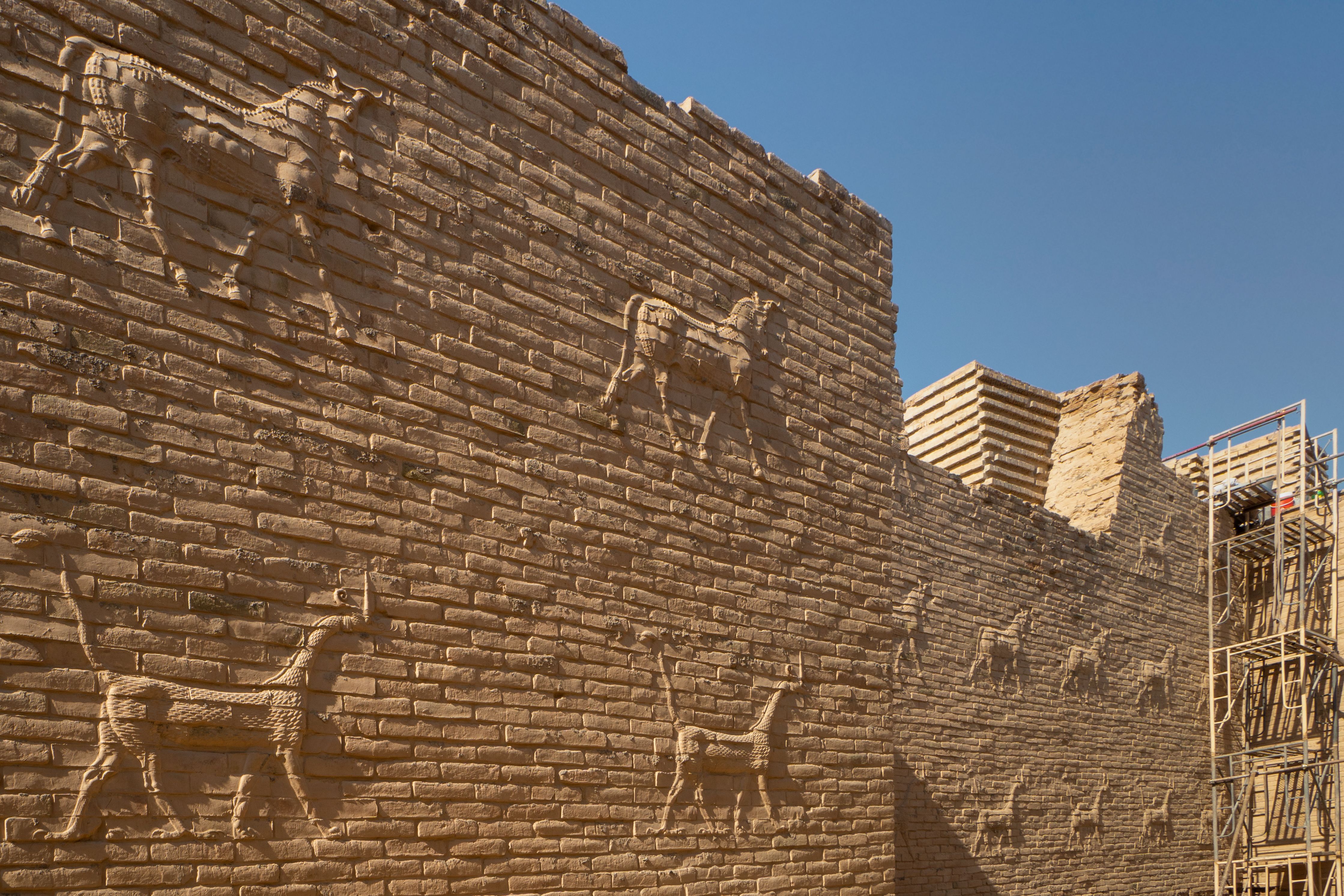 Reliefs at walls in the ancient city of Babylon, Iraq Reliefs at walls in the ancient city of Babylon, Iraq